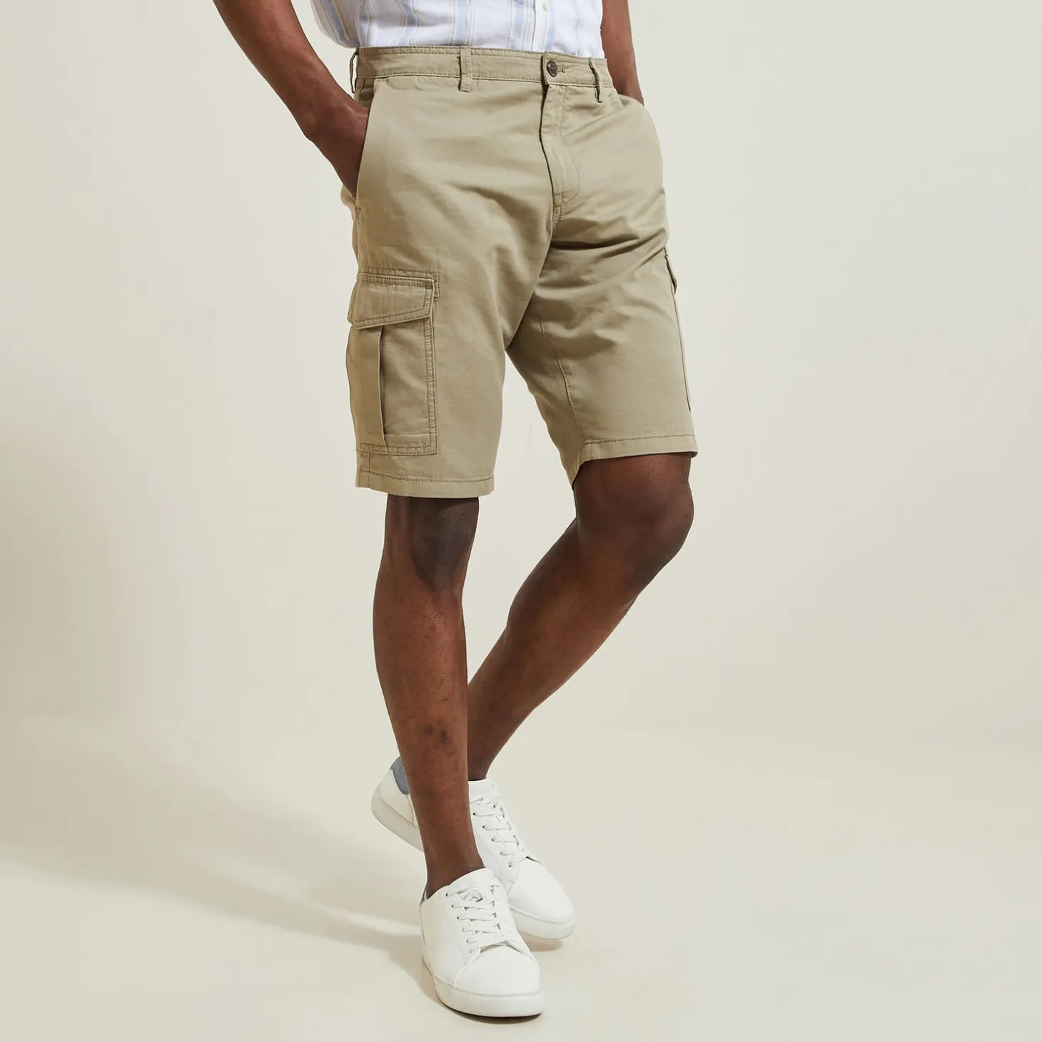 Short & Bermuda-Jules Bermuda cargo contenant du lin Vertkaki