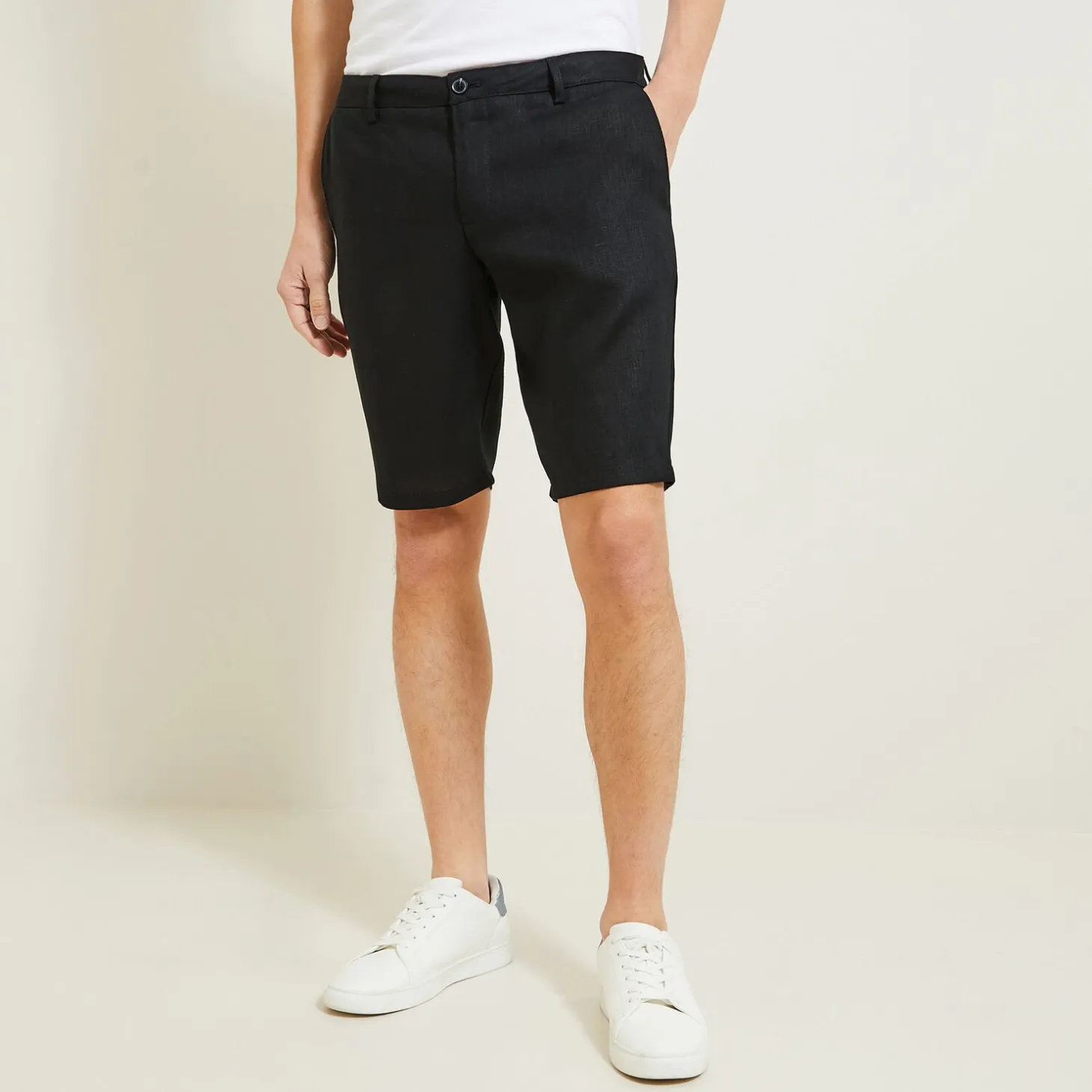 Short & Bermuda-Jules Bermuda chino en lin uni Noir