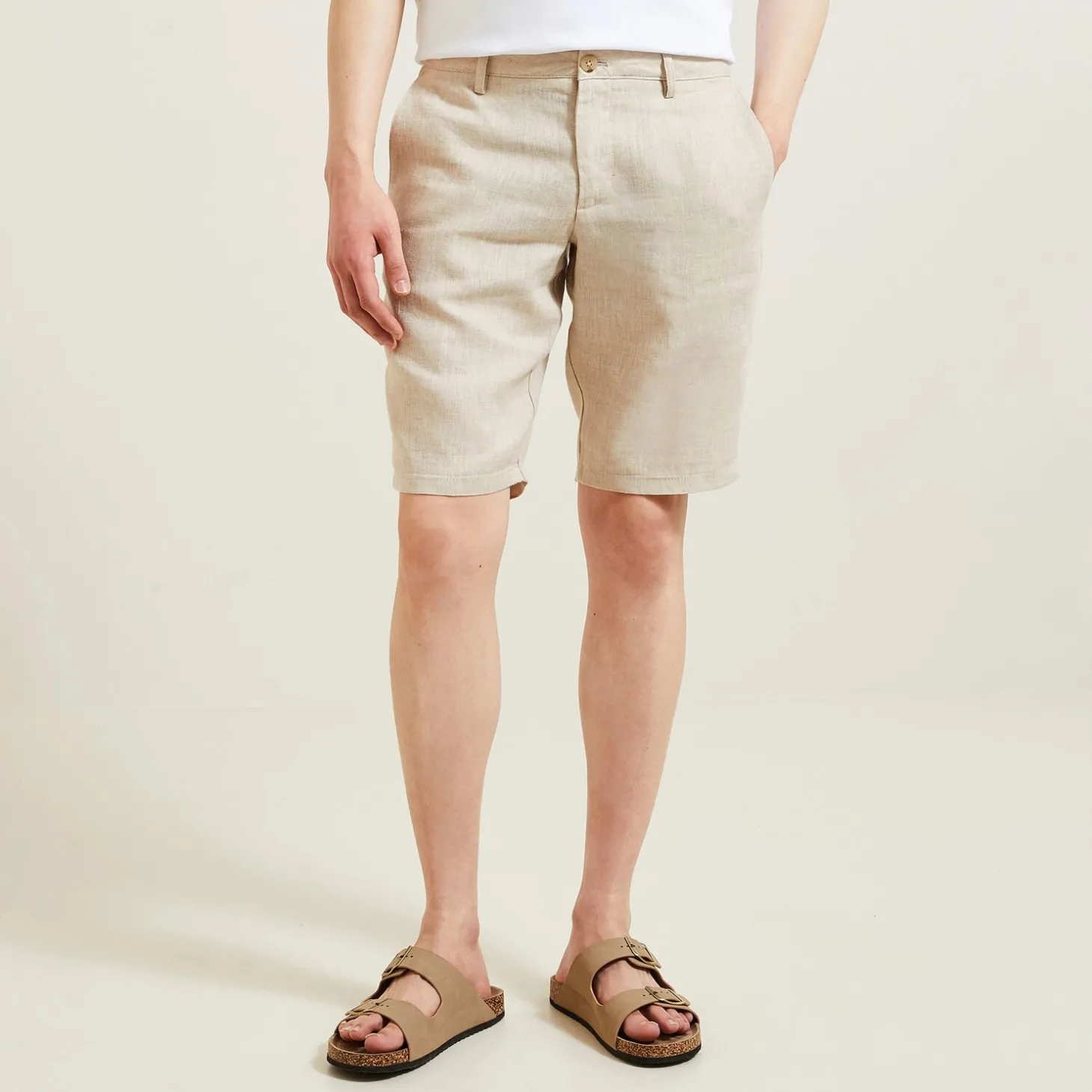 Short & Bermuda-Jules Bermuda chino en lin uni Ecru