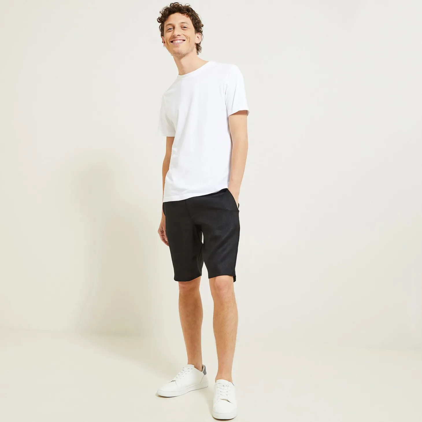 Short & Bermuda-Jules Bermuda chino en lin uni Noir