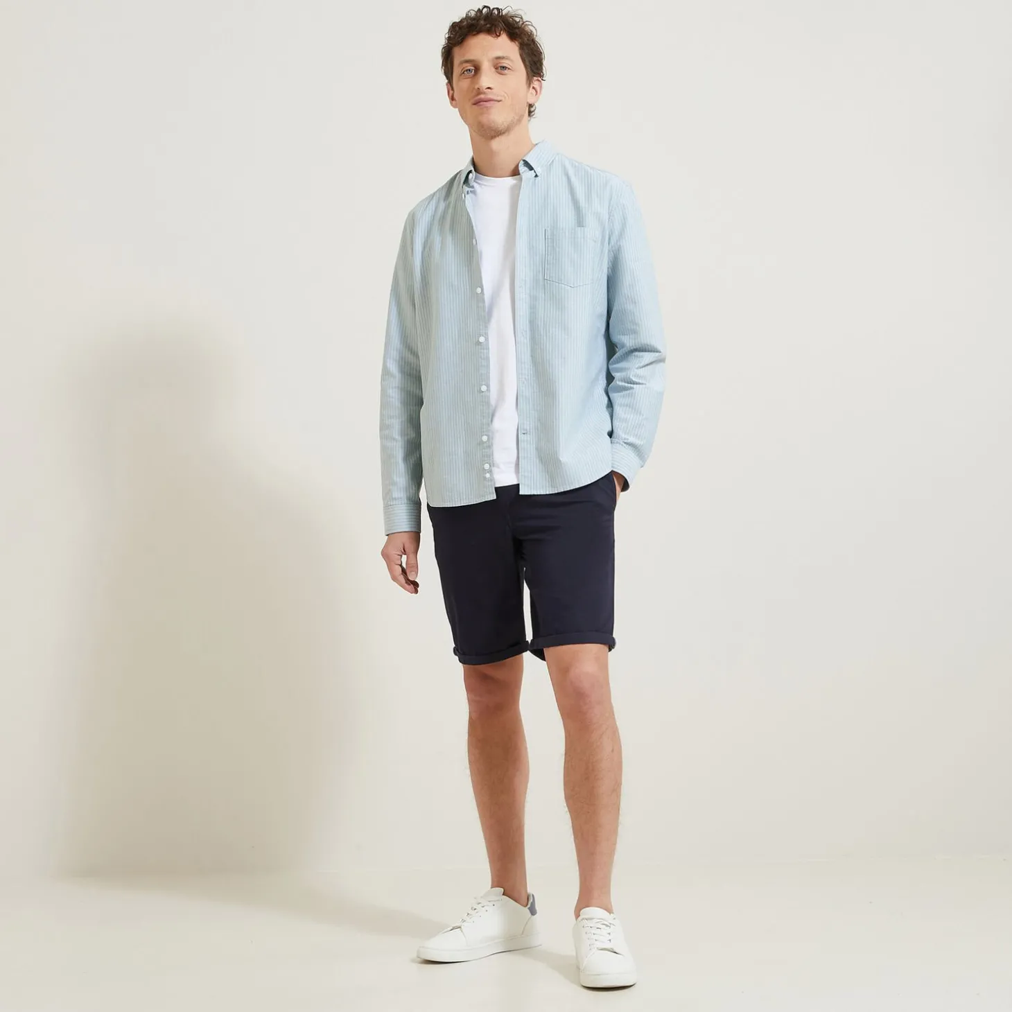 Short & Bermuda-Jules Bermuda chino uni Bleufoncé