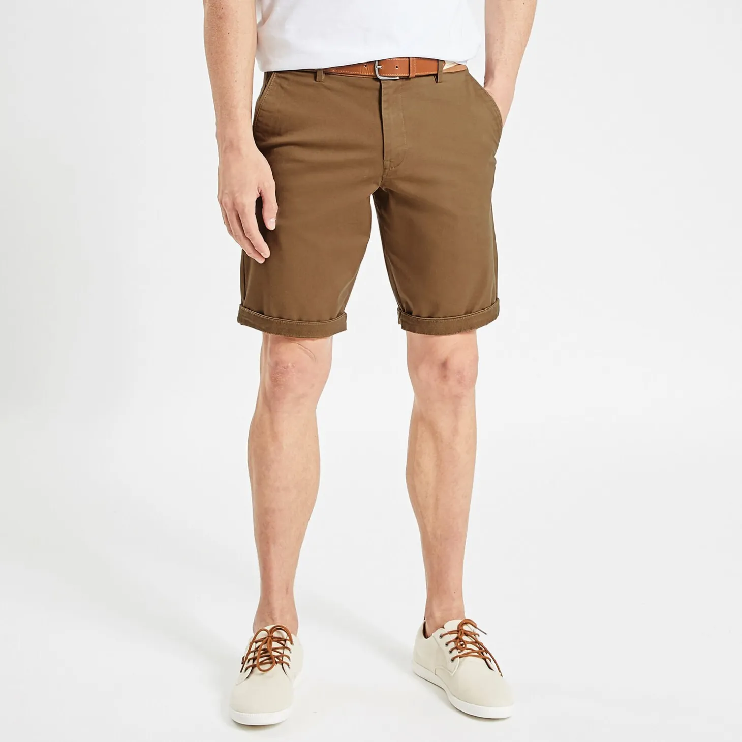 Short & Bermuda-Jules Bermuda chino uni avec ceinture Camel