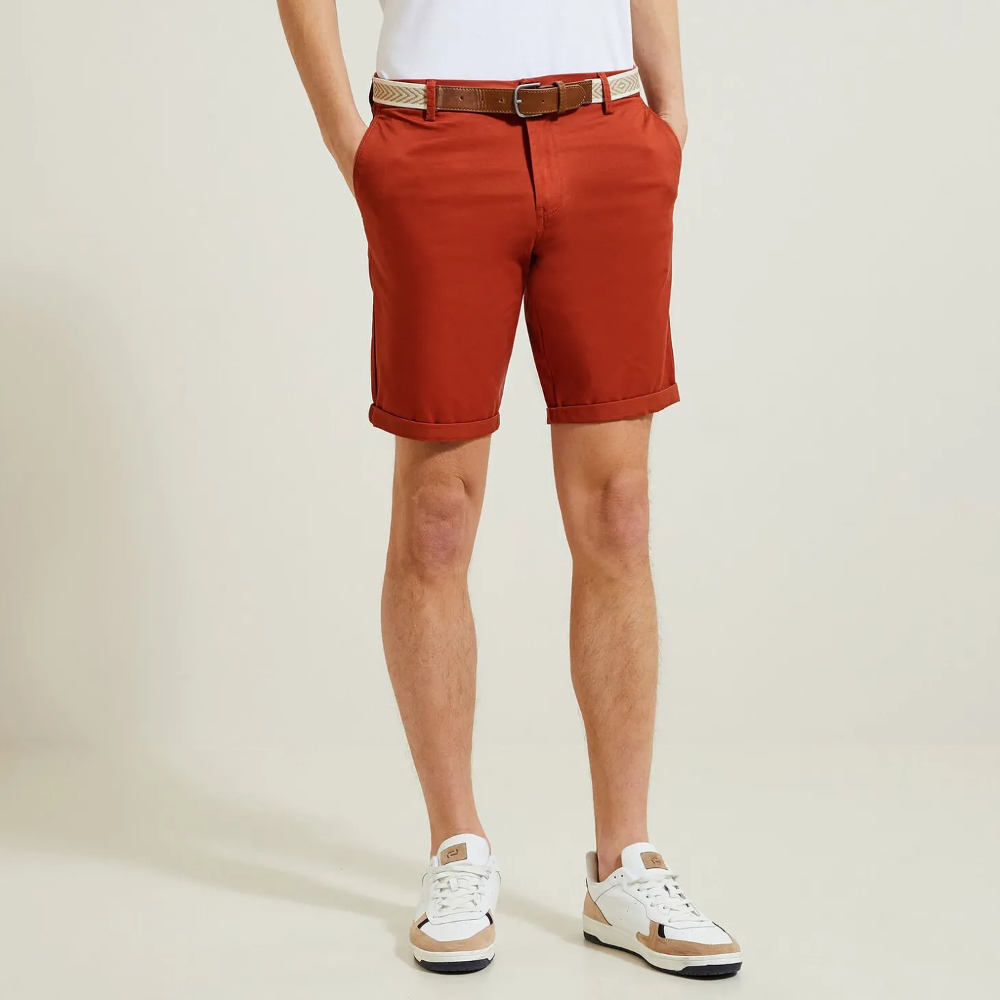 Short & Bermuda-Jules Bermuda chino uni avec ceinture Orangefoncé