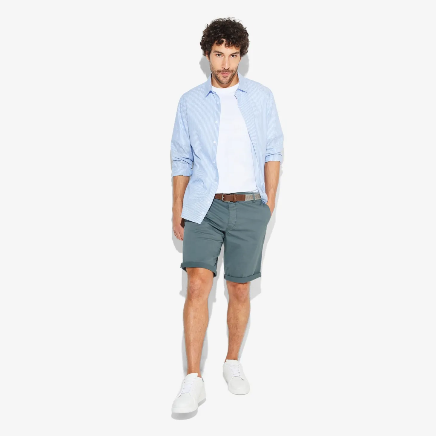 Short & Bermuda-Jules Bermuda chino uni avec ceinture Vert