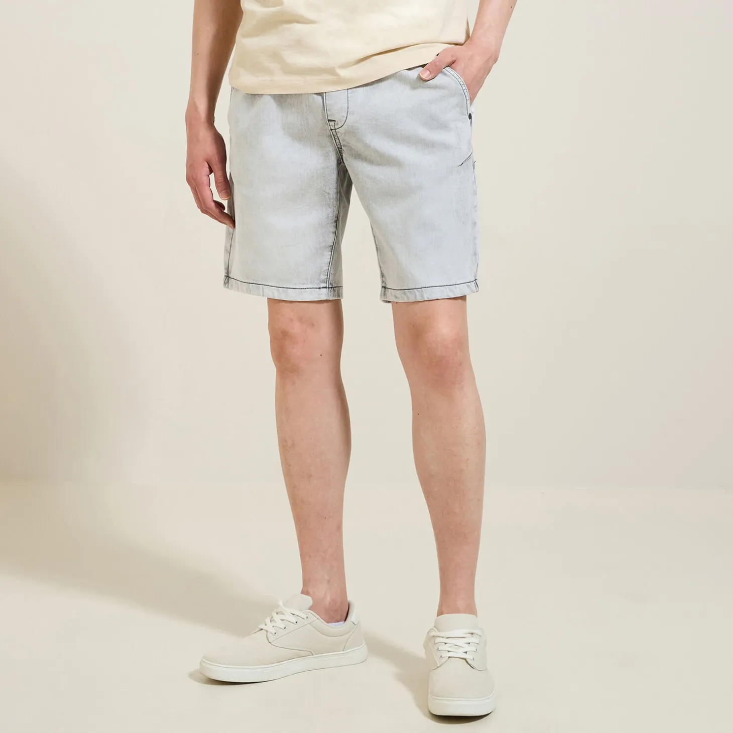 Short & Bermuda-Jules Bermuda en jean effet maille Grismoyen