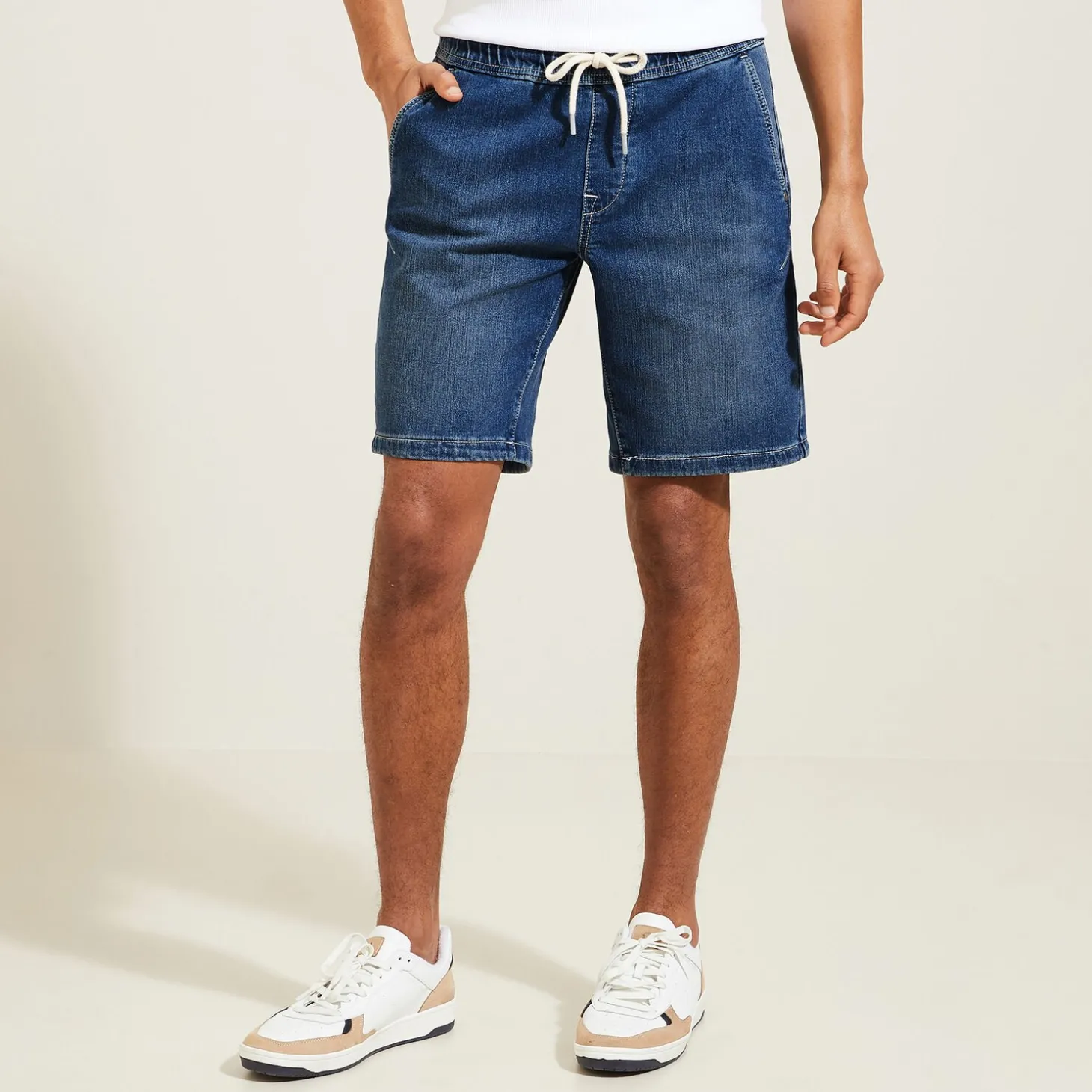 Short & Bermuda-Jules Bermuda en jean effet maille Bleumoyen