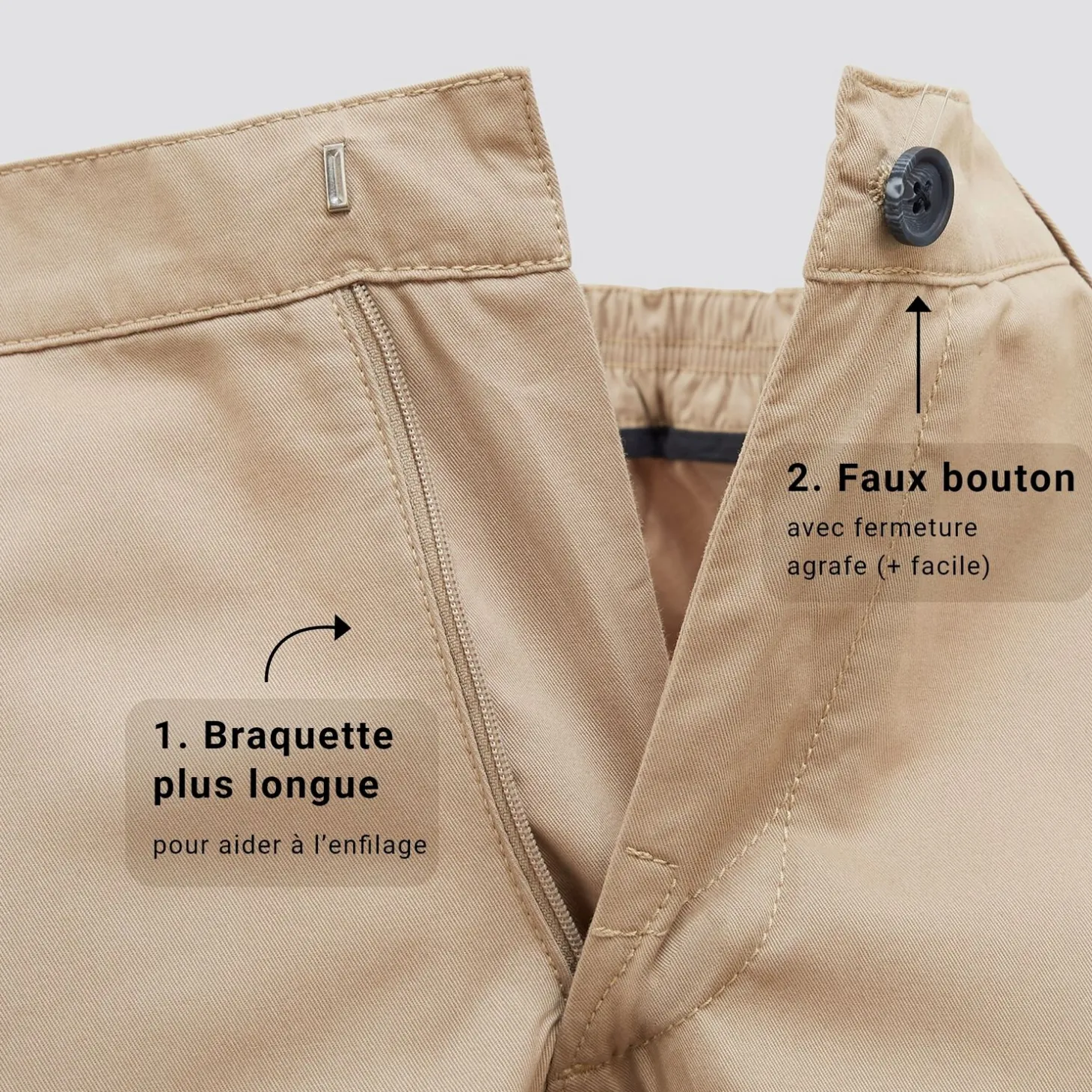 Short & Bermuda-Jules Bermuda pour personne à mobilité réduite Beige