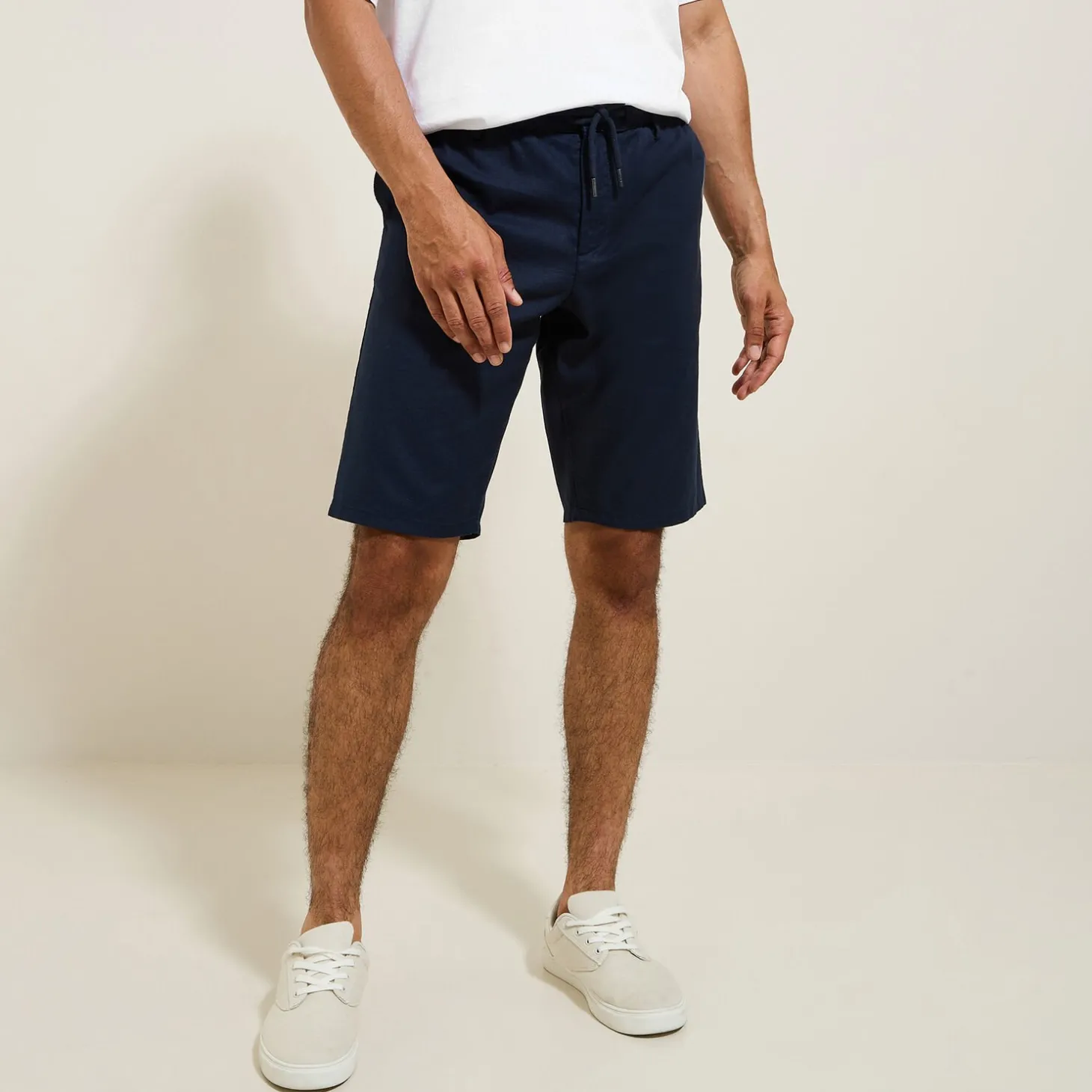 Short & Bermuda-Jules Bermuda uni en coton lin Bleu