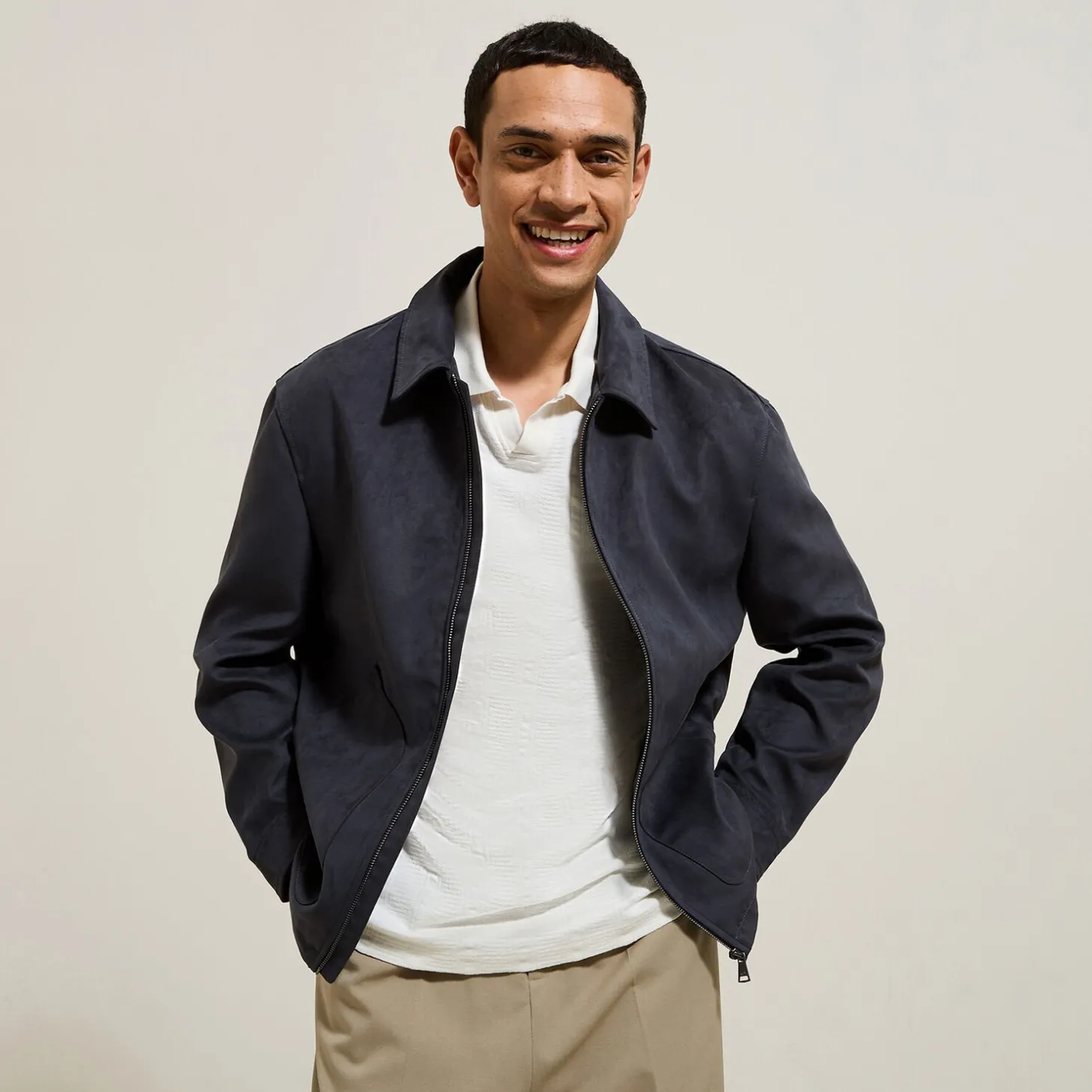 Smart Casual | Manteau & Blouson-Jules Blouson aspect velours col chemise Bleufoncé