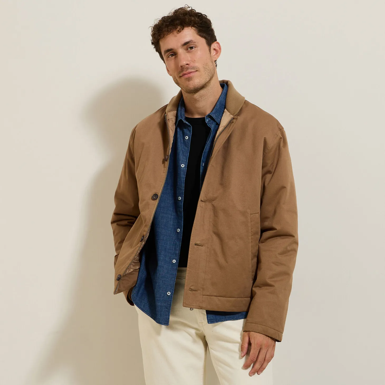 Manteau & Blouson-Jules Blouson col châle boutonné Camel