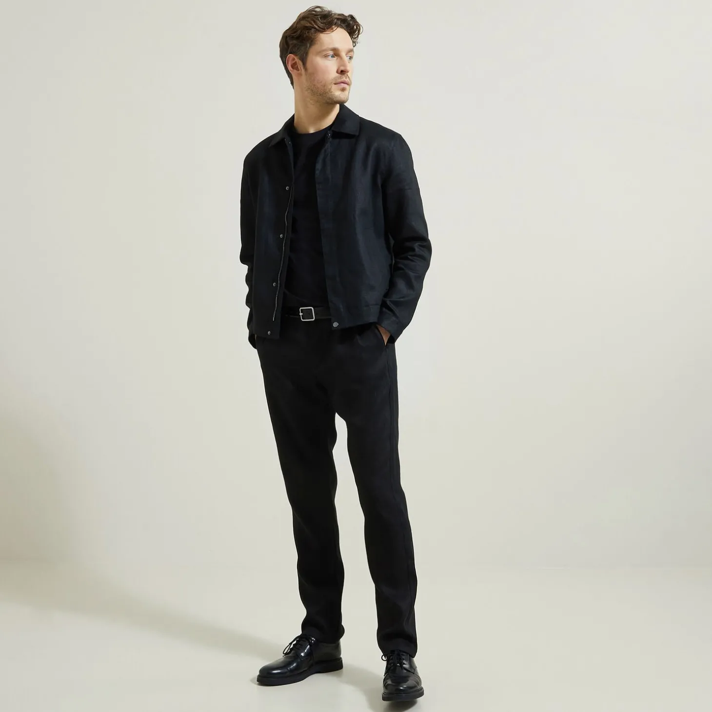 Manteau & Blouson-Jules Blouson en lin col chemise Noir