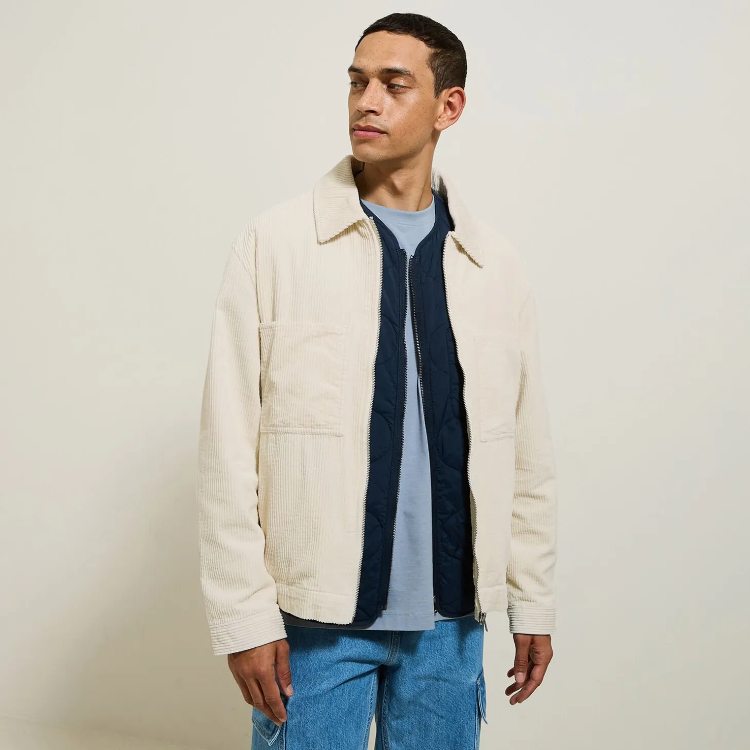 Surchemise | Manteau & Blouson-Jules Blouson en velours côtelé col chemise Ecru