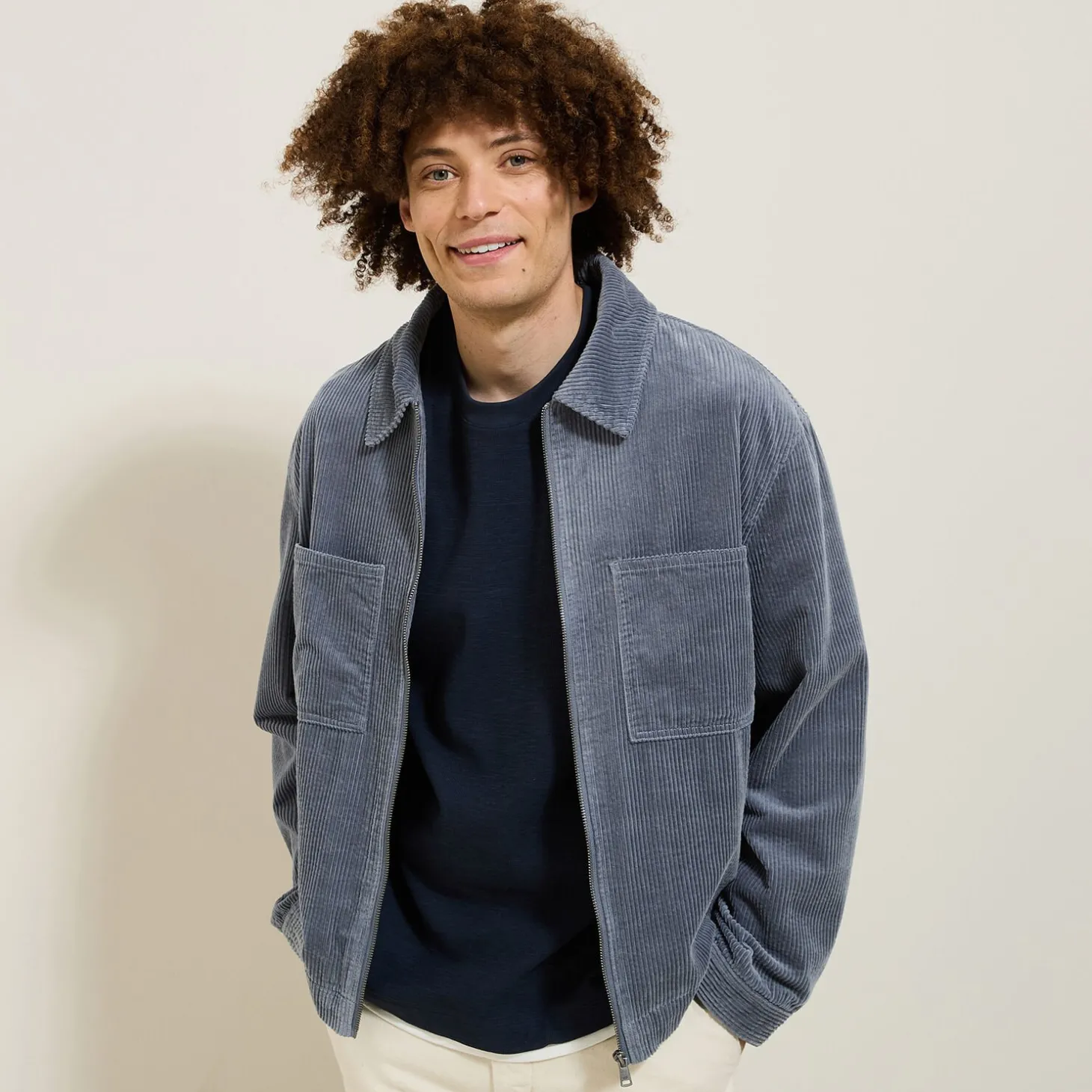 Surchemise | Manteau & Blouson-Jules Blouson en velours côtelé col chemise Bleu