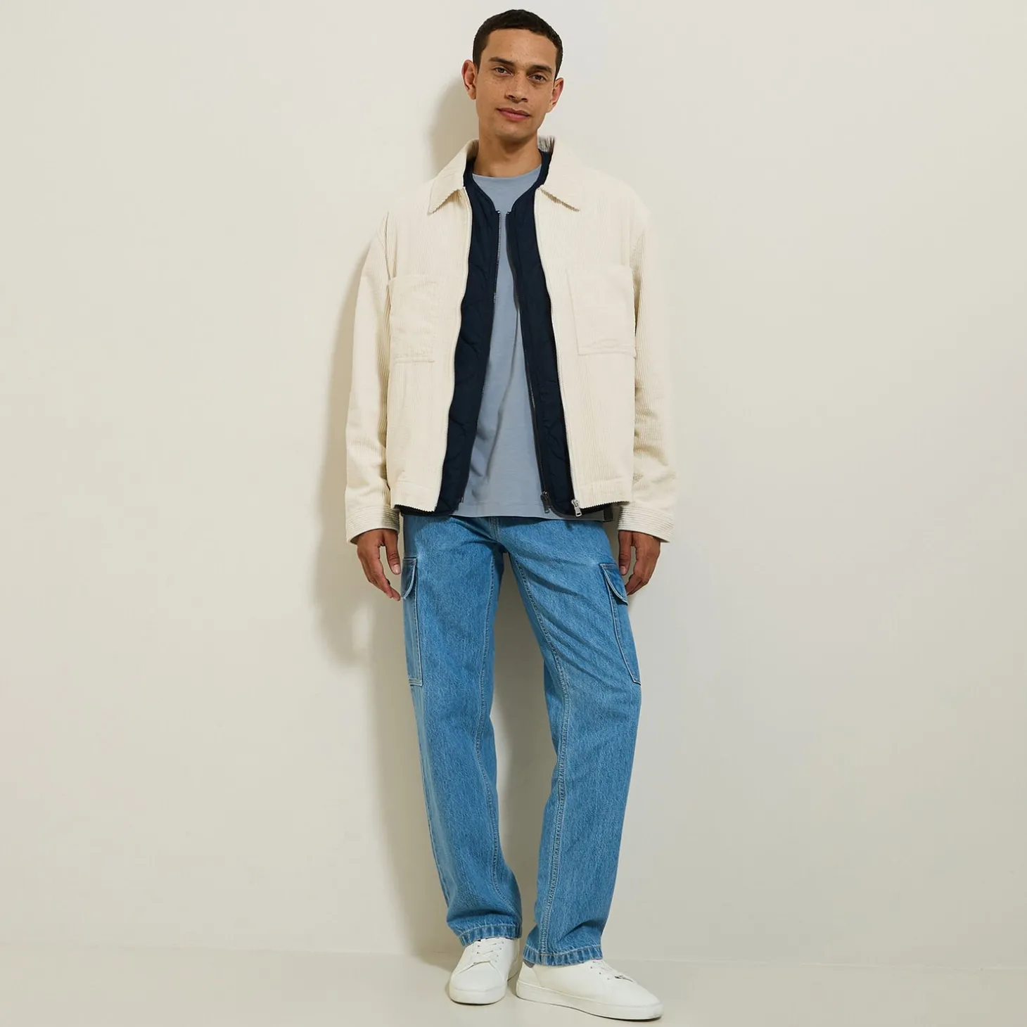 Surchemise | Manteau & Blouson-Jules Blouson en velours côtelé col chemise Ecru