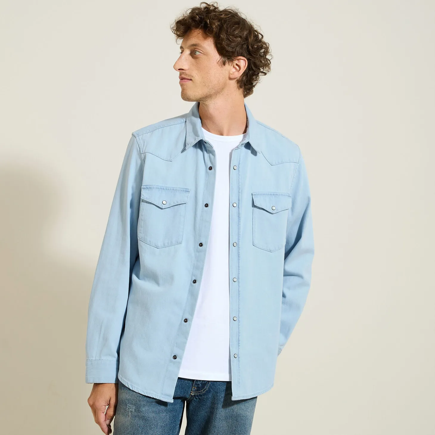 Chemise-Jules Chemise en coton denim western Bleuclair