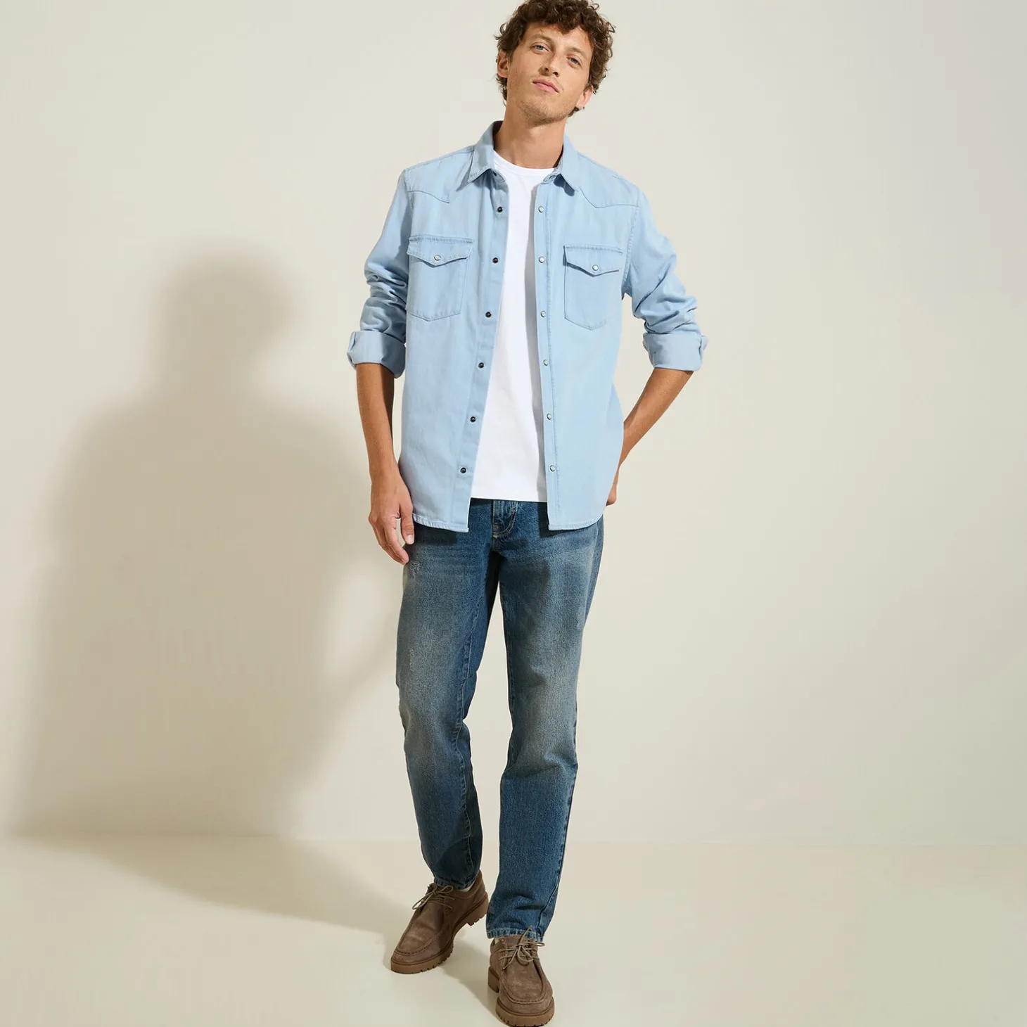 Chemise-Jules Chemise en coton denim western Bleuclair