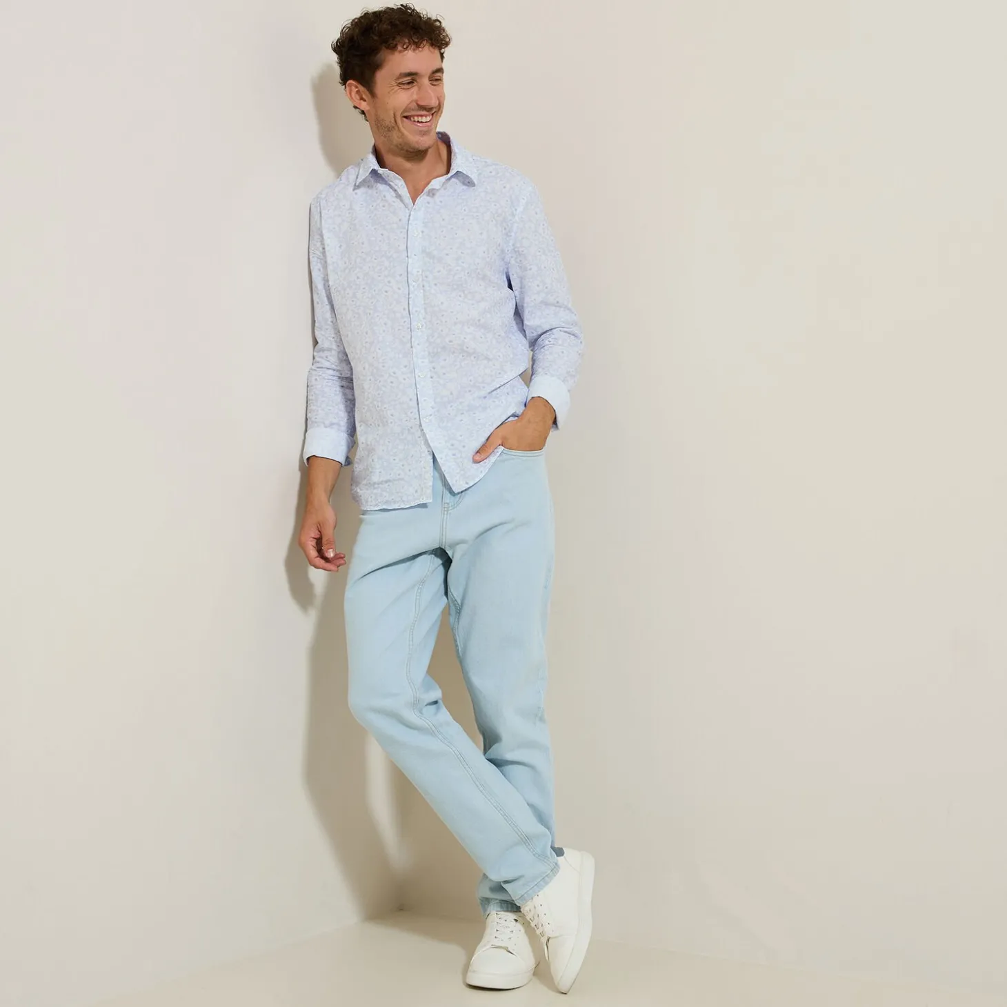 Chemise Formelle | Chemise-Jules Chemise en coton imprimé fleuri Bleumoyen