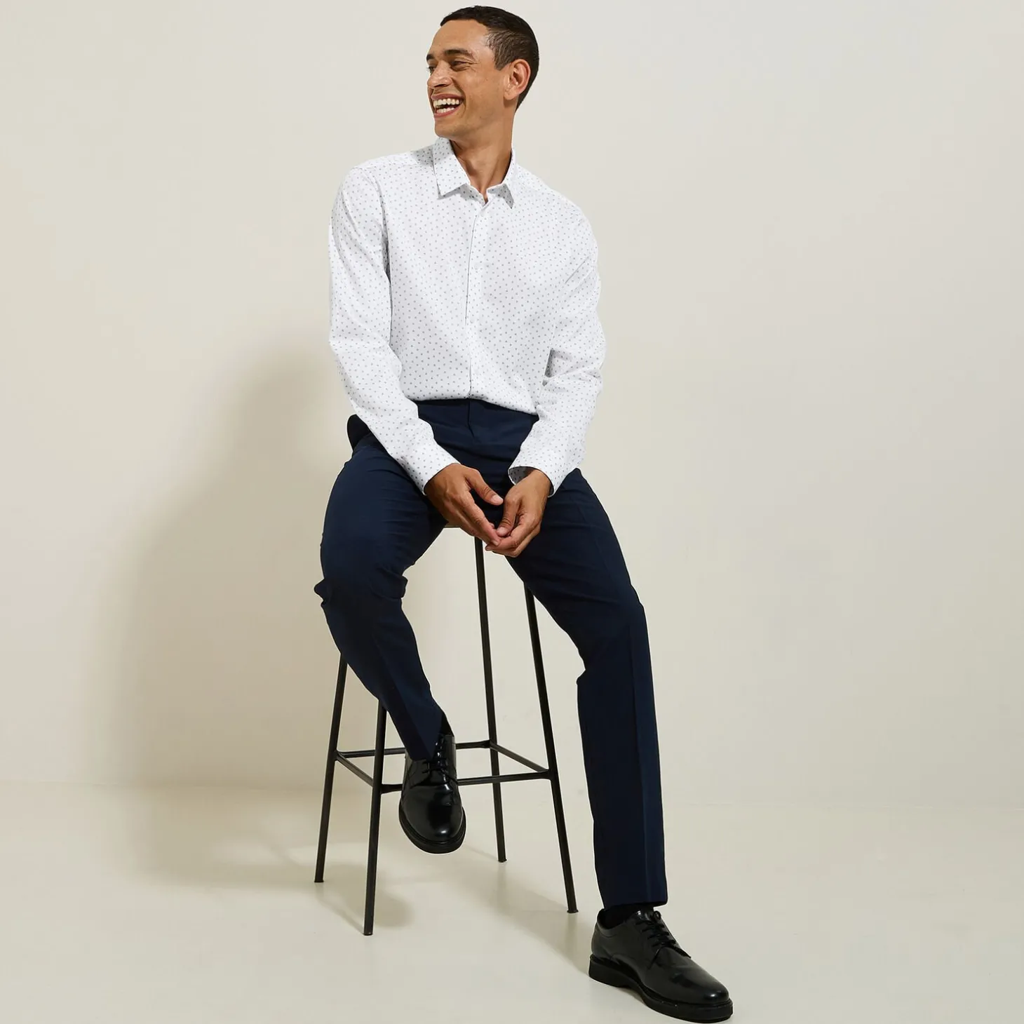 Chemise Formelle | Chemise-Jules Chemise en coton imprimé géométrique Blanc