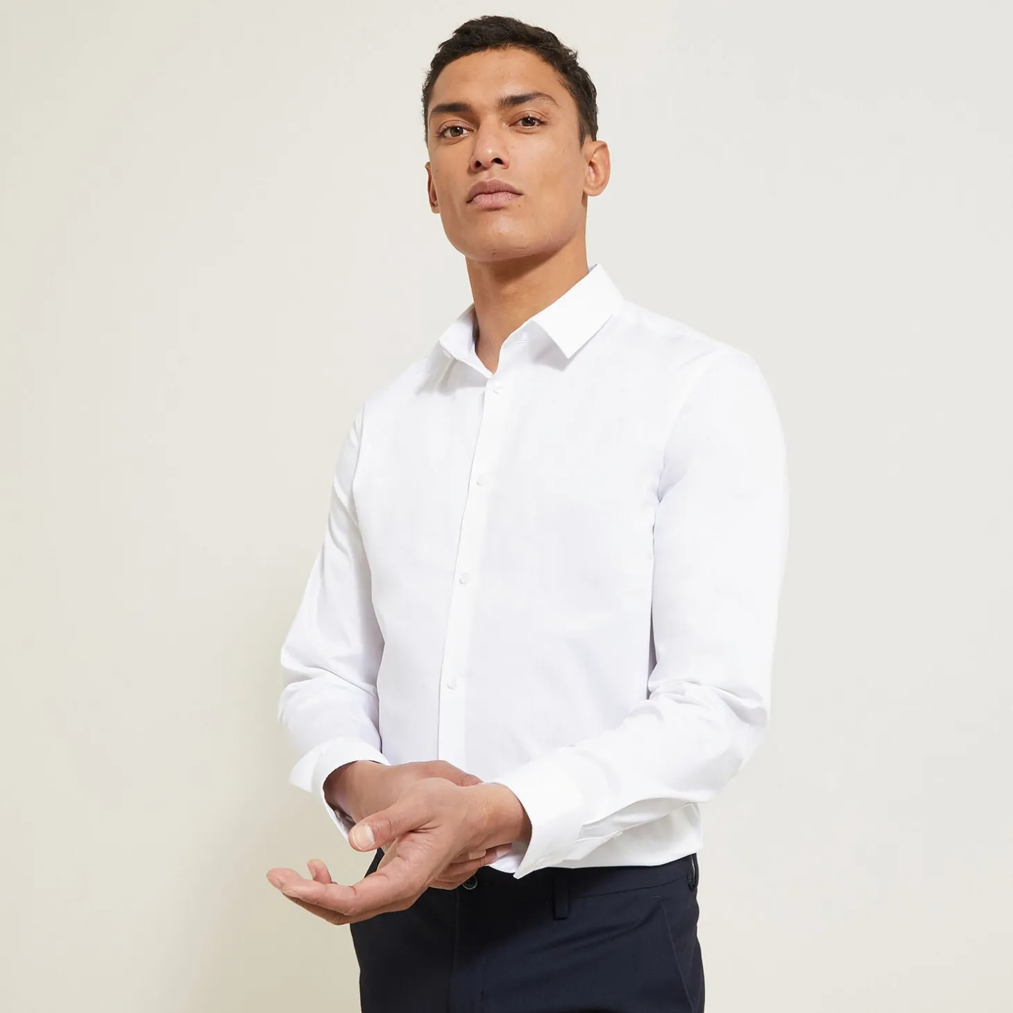 Smart Casual | Collection Mariage-Jules Chemise regular unie en polyamide Blanc