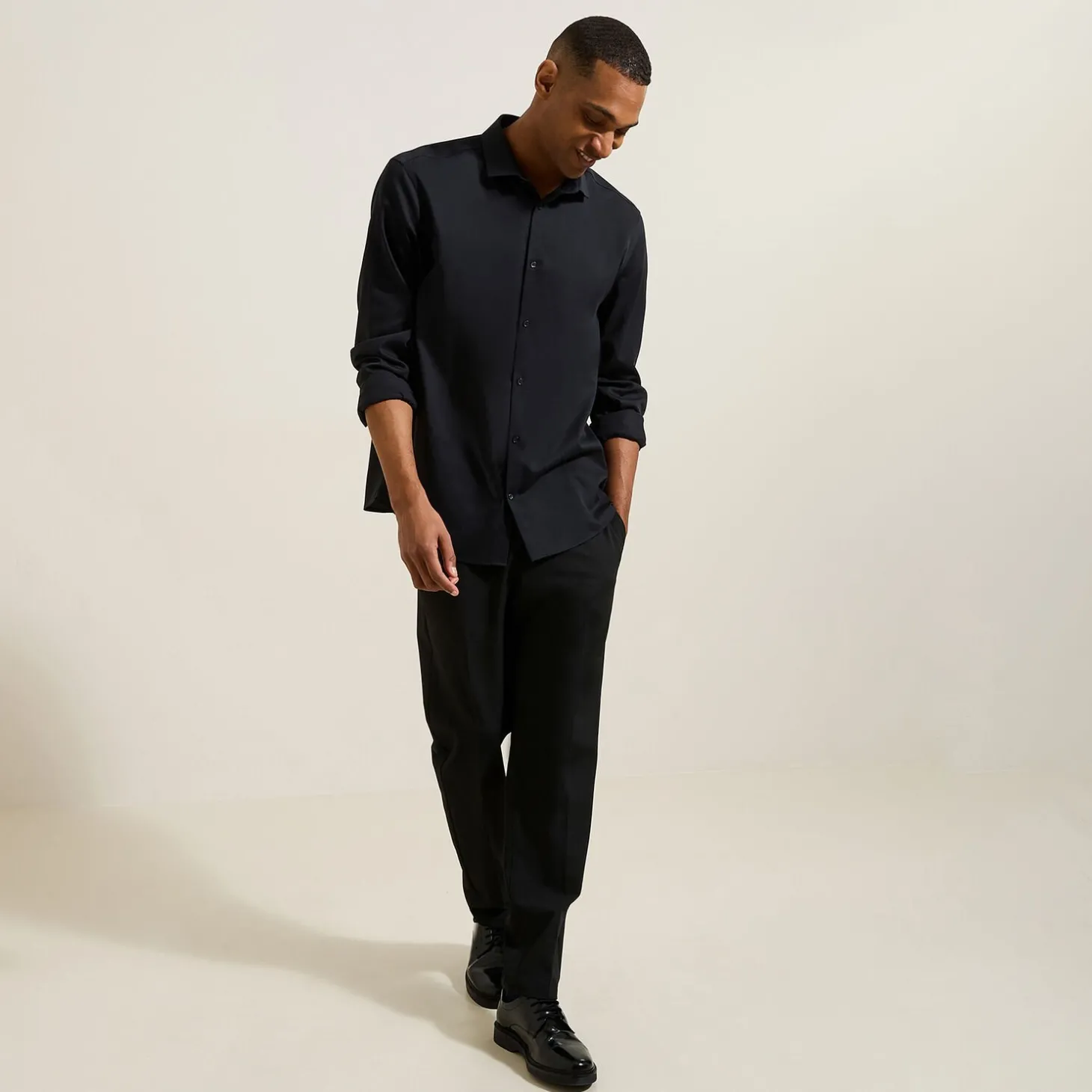 Chemise Repassage Facile | Chemise Formelle-Jules Chemise sans repassage regular en coton Noir