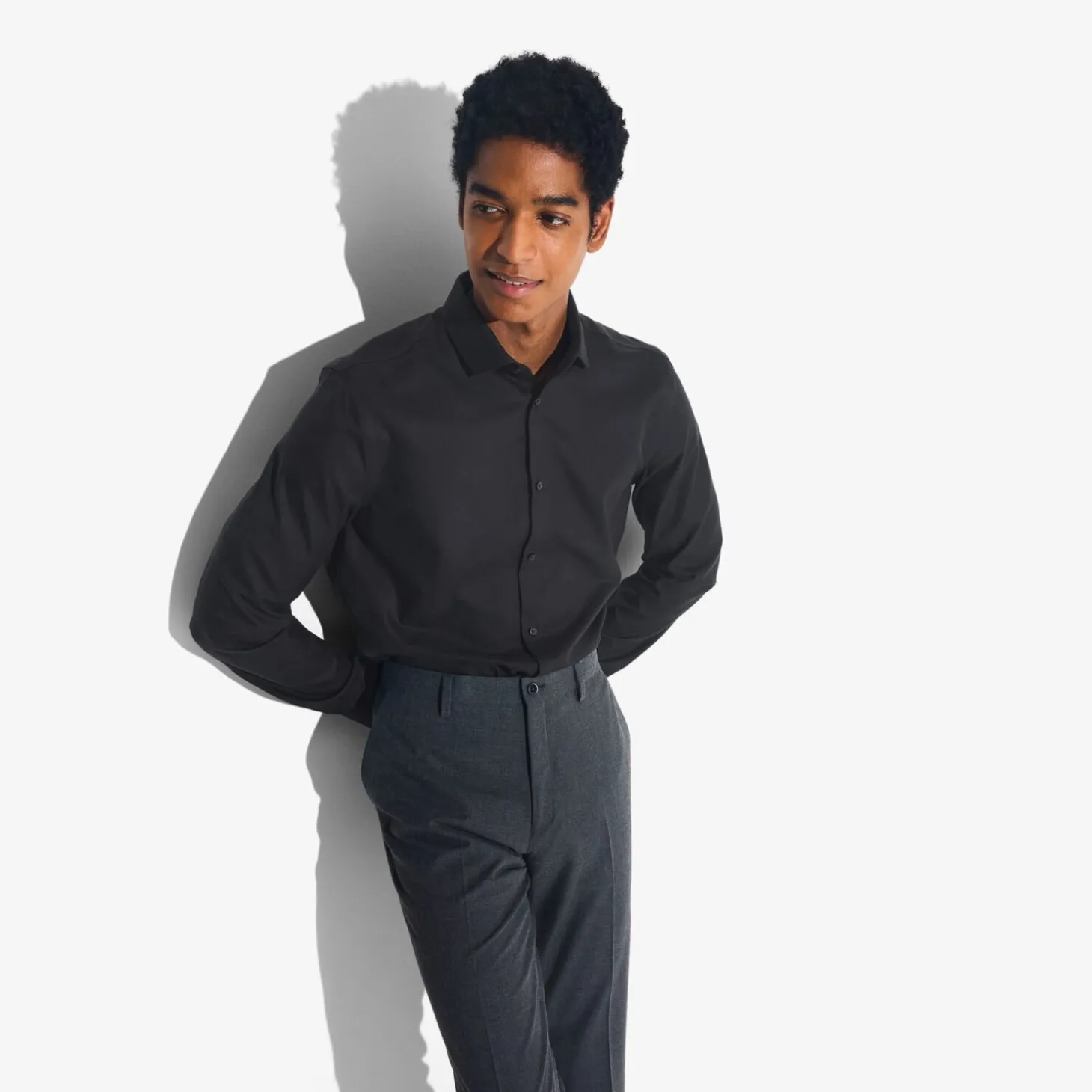 Chemise Repassage Facile | Chemise Formelle-Jules Chemise sans repassage slim en coton Noir