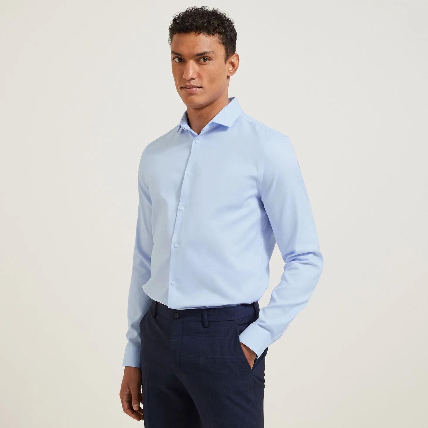 Collection Mariage | Chemise Repassage Facile-Jules Chemise sans repassage slim en coton Bleuclair