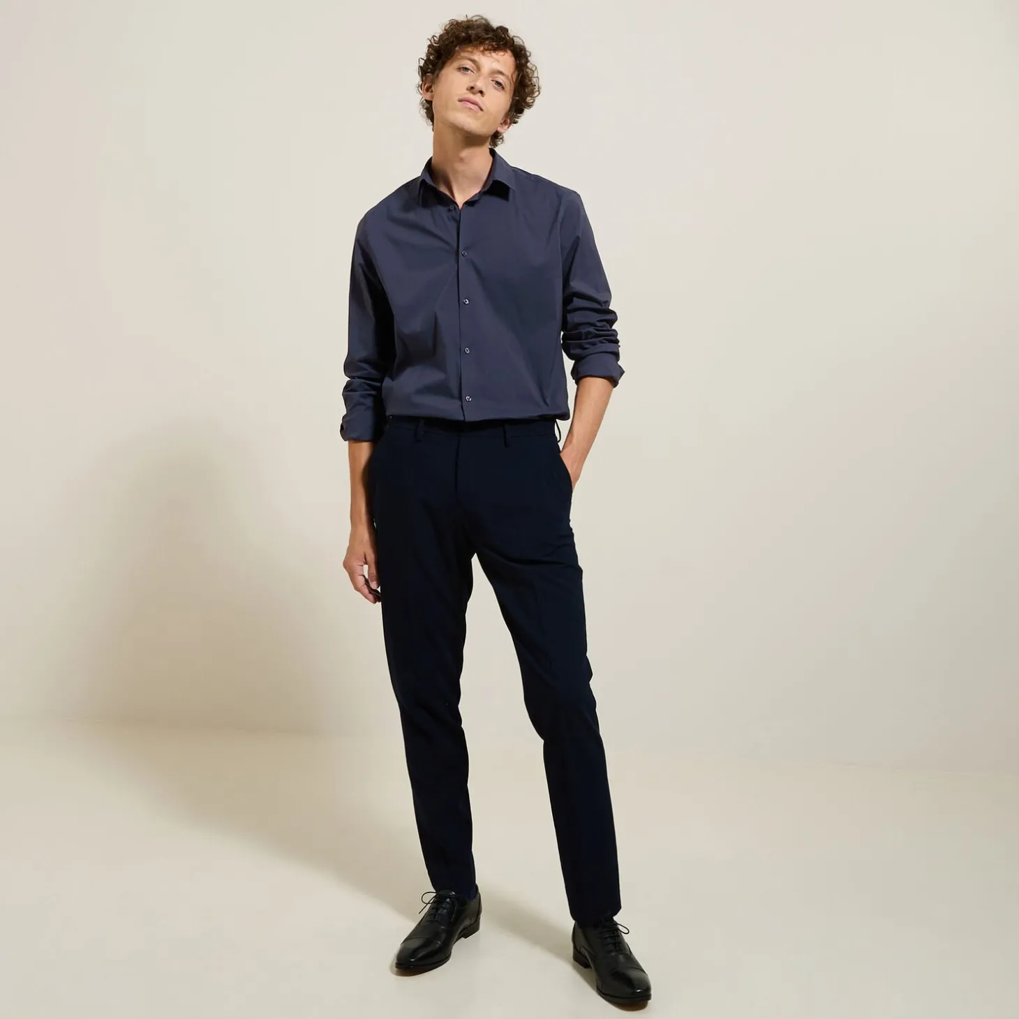 Chemise Formelle | Chemise-Jules Chemise slim unie Bleumoyen