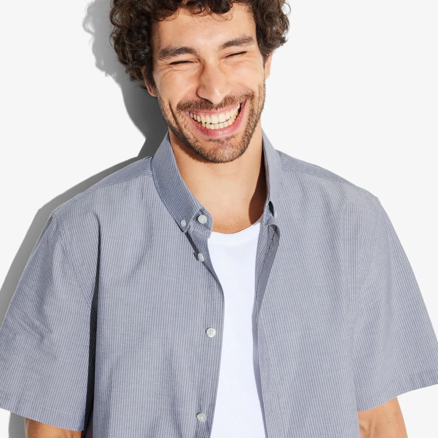 Chemise Formelle | Chemise-Jules Chemisette en coton rayée col boutonné Grismoyen