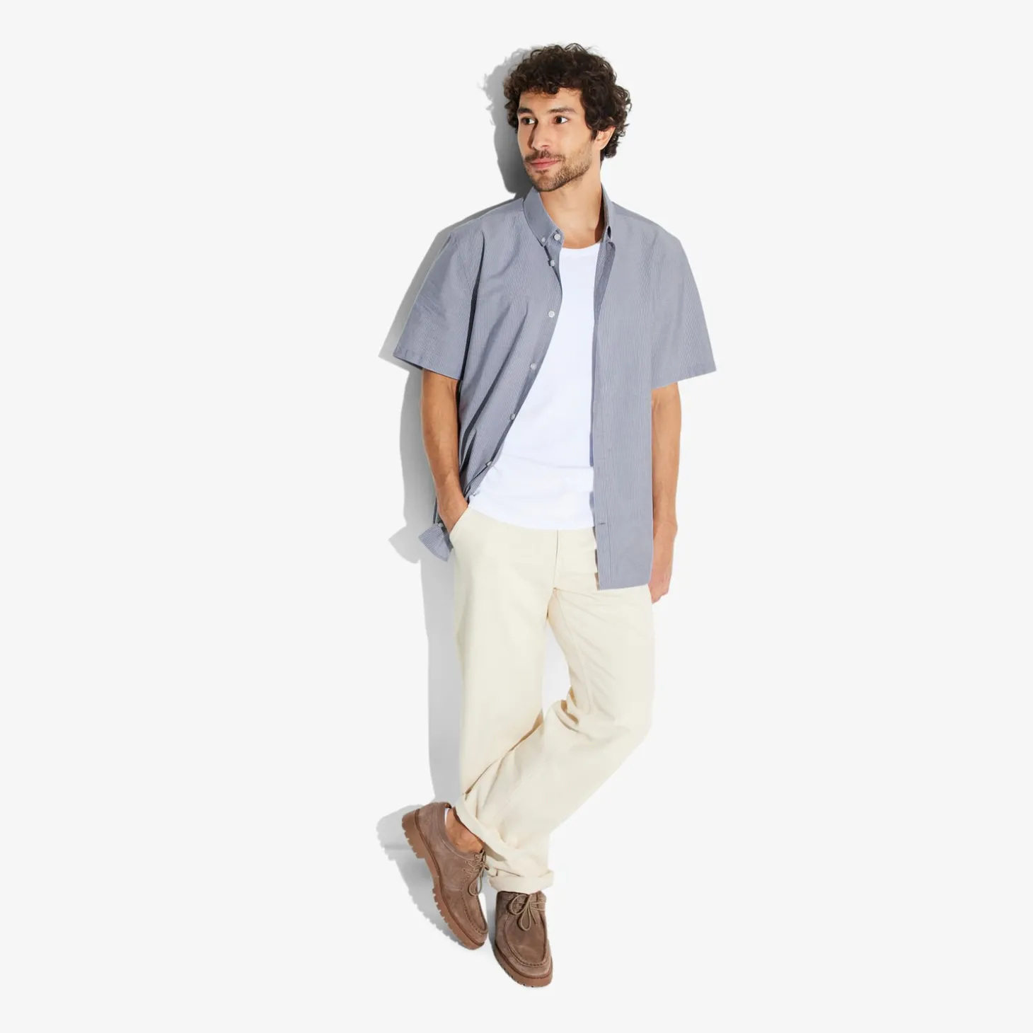 Chemise Formelle | Chemise-Jules Chemisette en coton rayée col boutonné Grismoyen