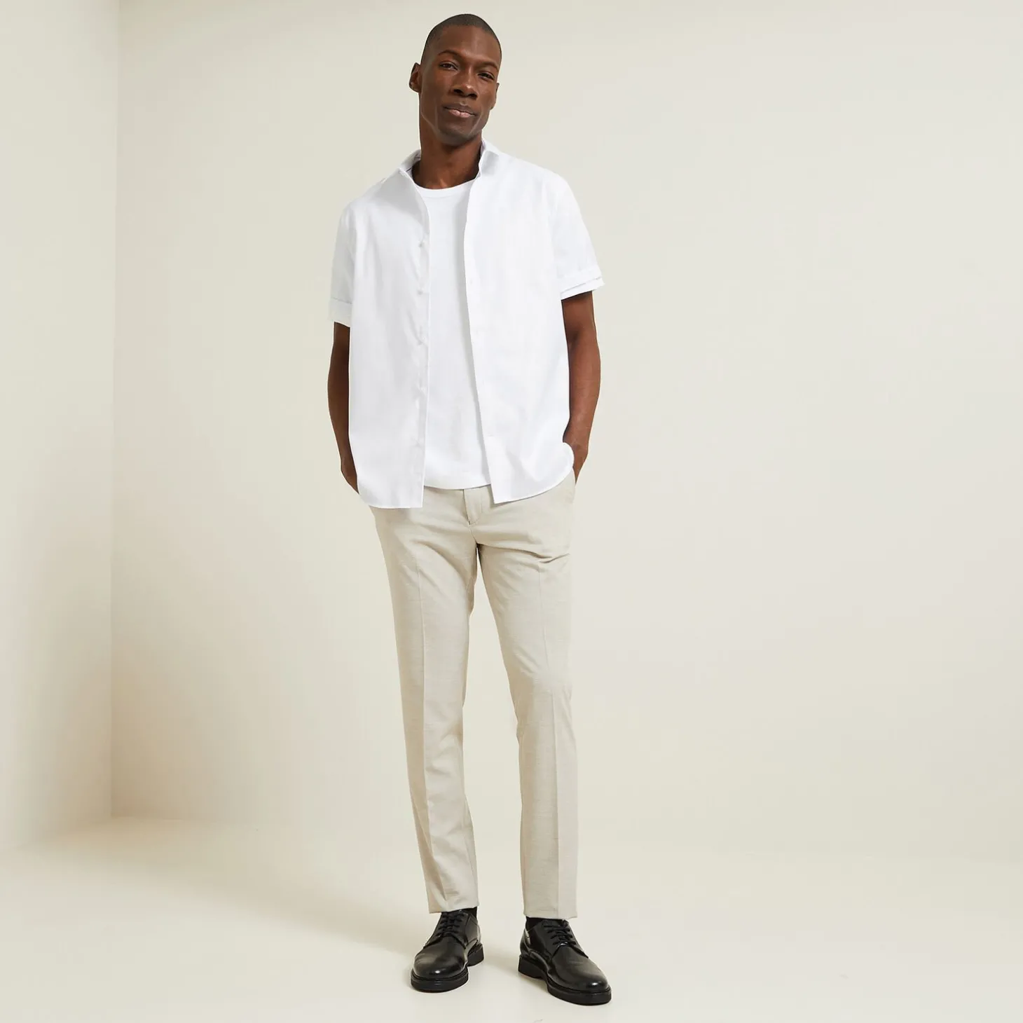 Smart Casual | Collection Mariage-Jules Chemisette en coton sans repassage Blanc