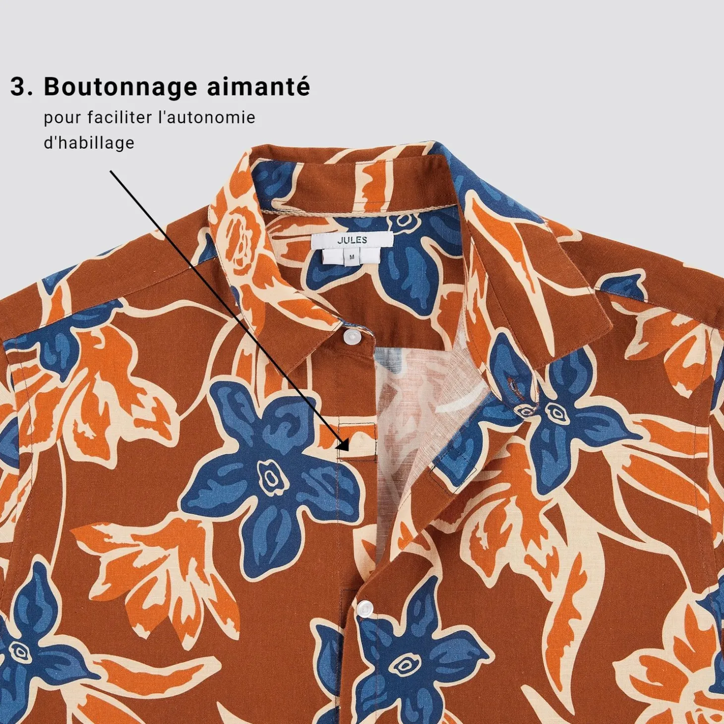 Chemise-Jules Chemisette pour personne à mobilité réduite Orange