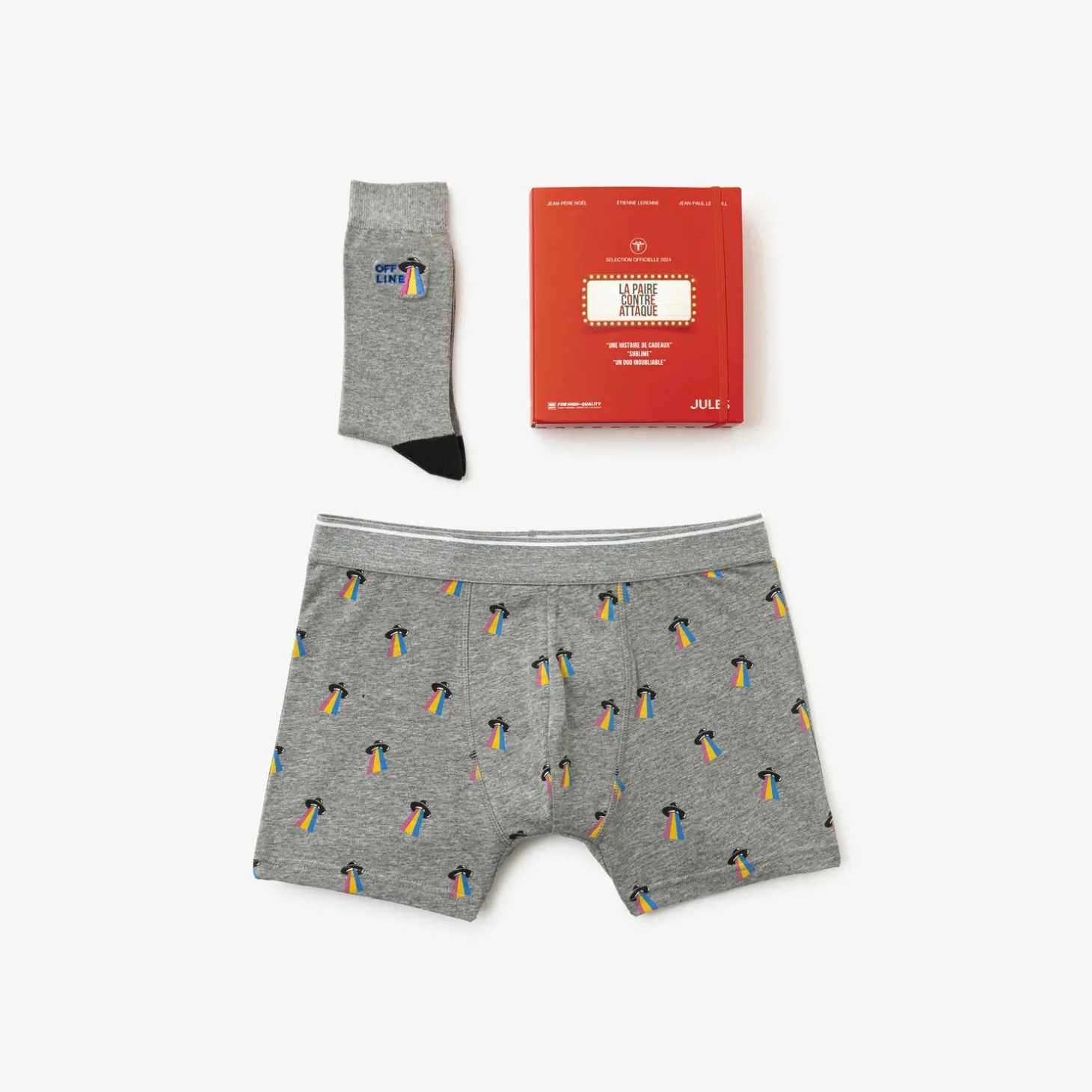 Chaussettes | Boxer-Jules Coffret boxer et chaussettes fantaisies Grismoyen