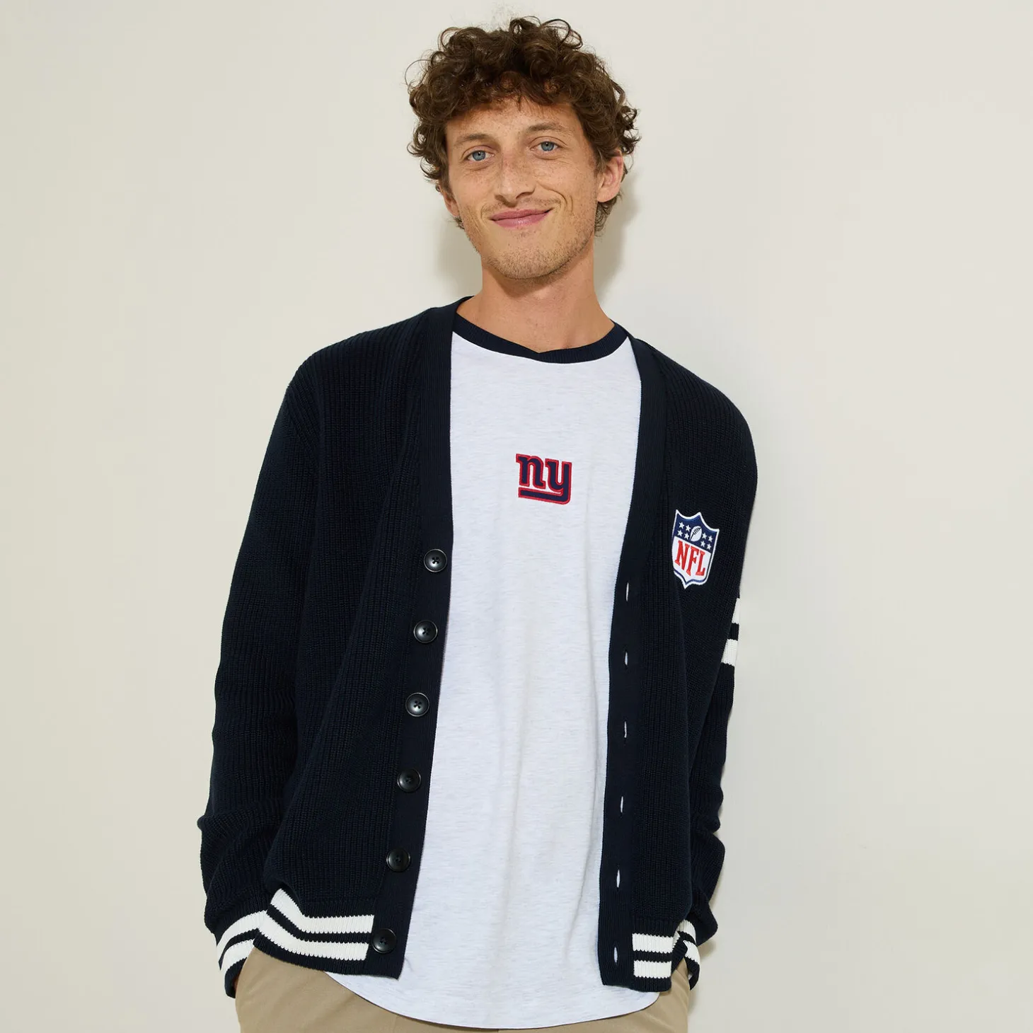 Gilet-Jules Gilet cardigan boutonné licence NFL Bleufoncé