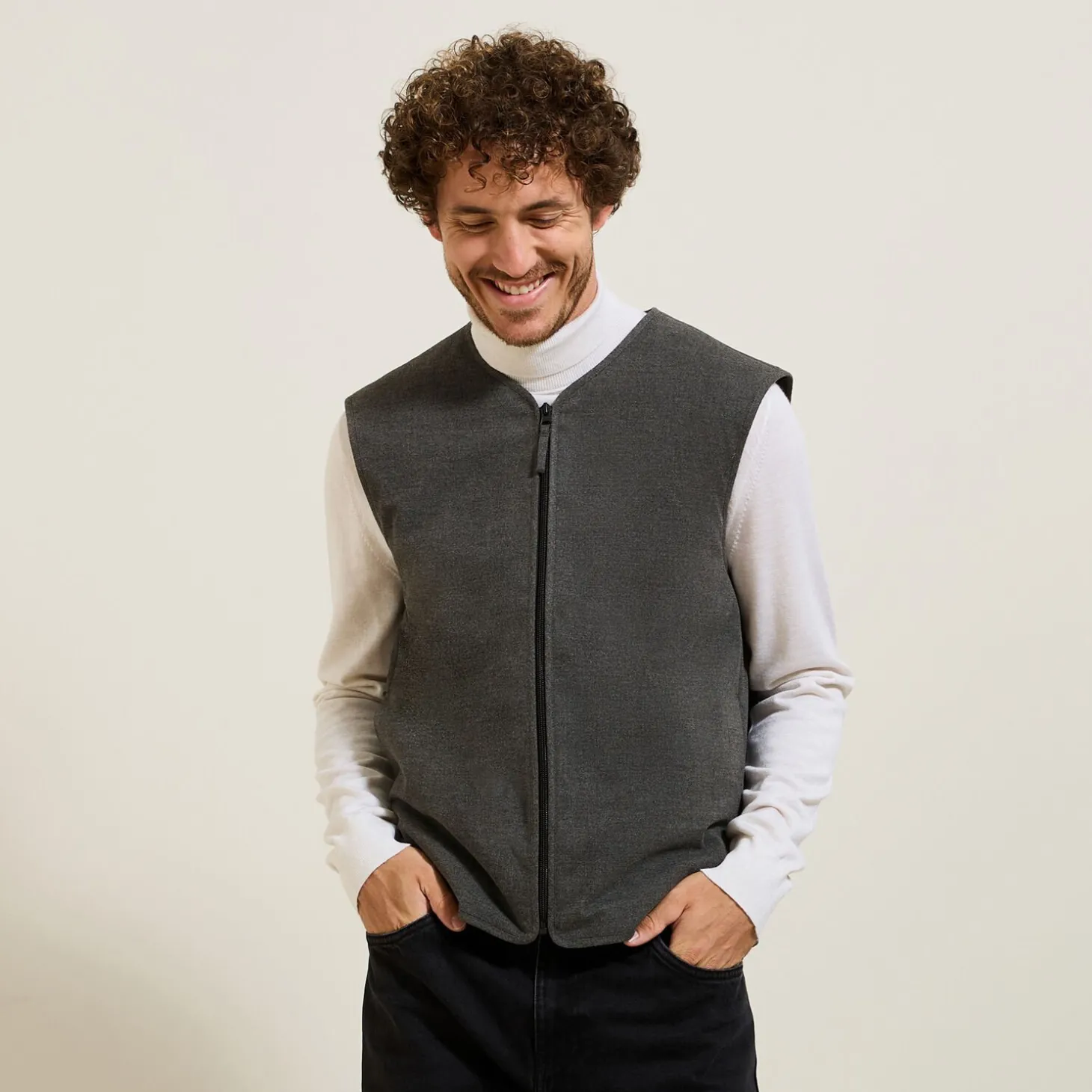 Gilet De Costume-Jules Gilet sans manche en flanelle Grismoyen