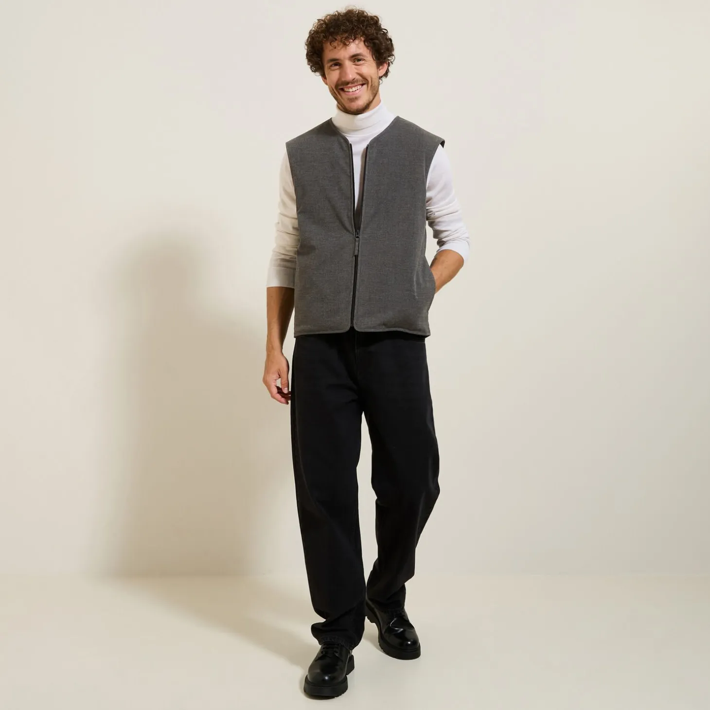 Gilet De Costume-Jules Gilet sans manche en flanelle Grismoyen