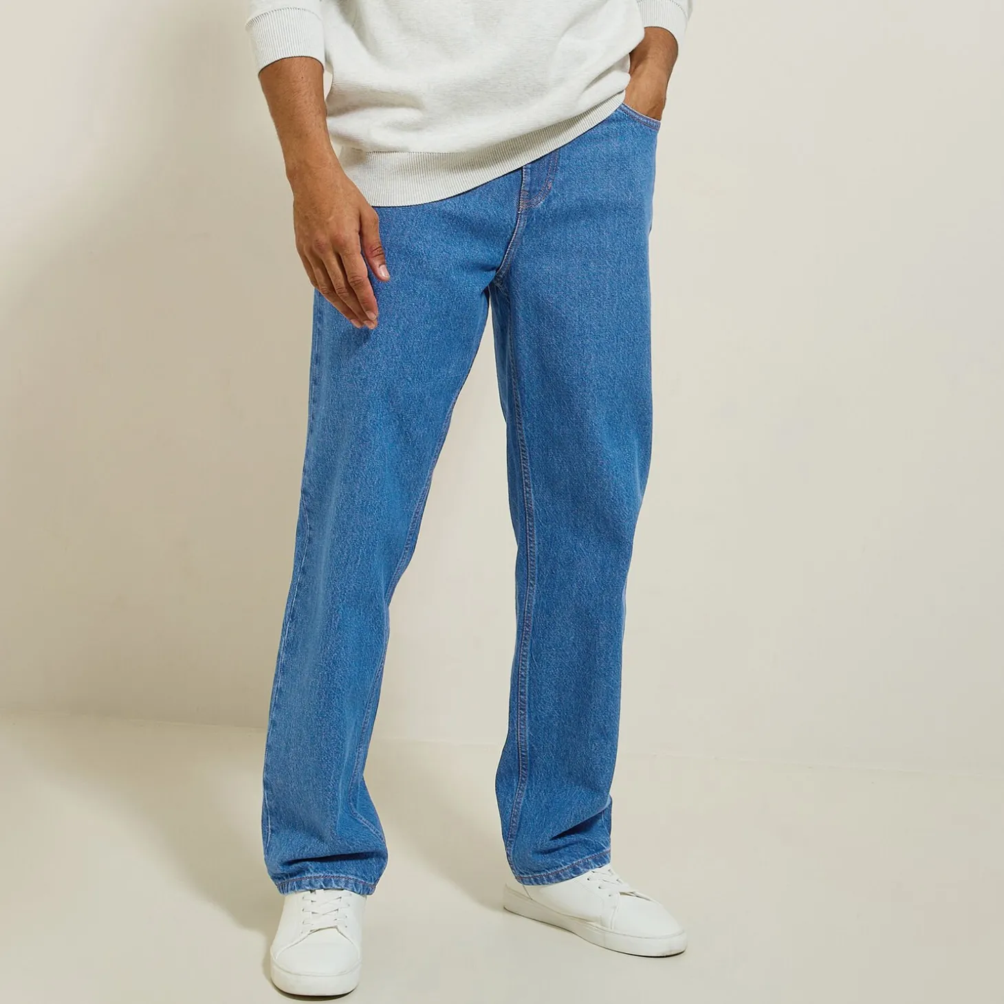 Jeans Loose | Jeans-Jules Jean loose 100% coton Bleumoyen