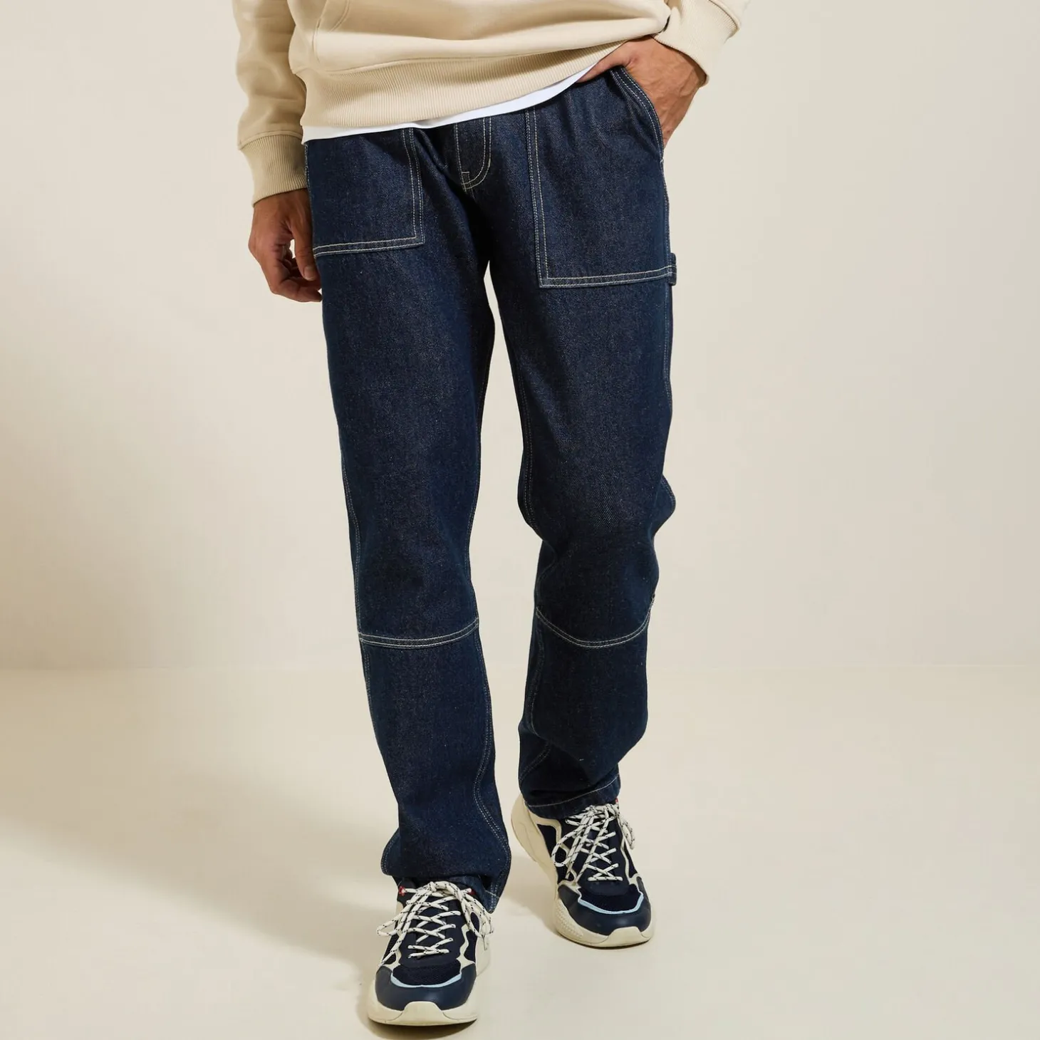 Jeans Charpentier | Jeans Loose-Jules Jean loose poches platrier Bleumoyen