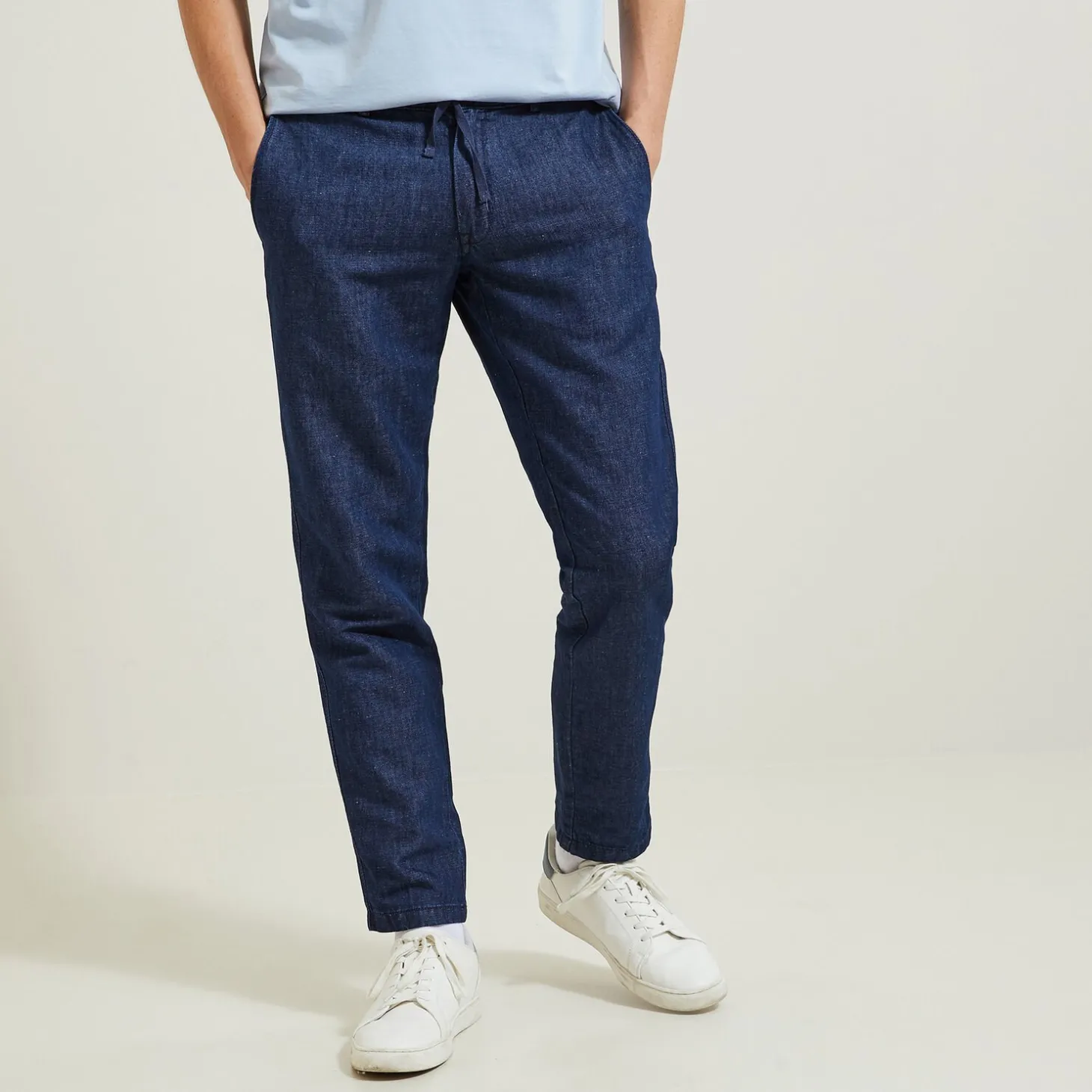 Jeans Tapered | Jeans-Jules Jean tapered contenant du lin Bleumoyen