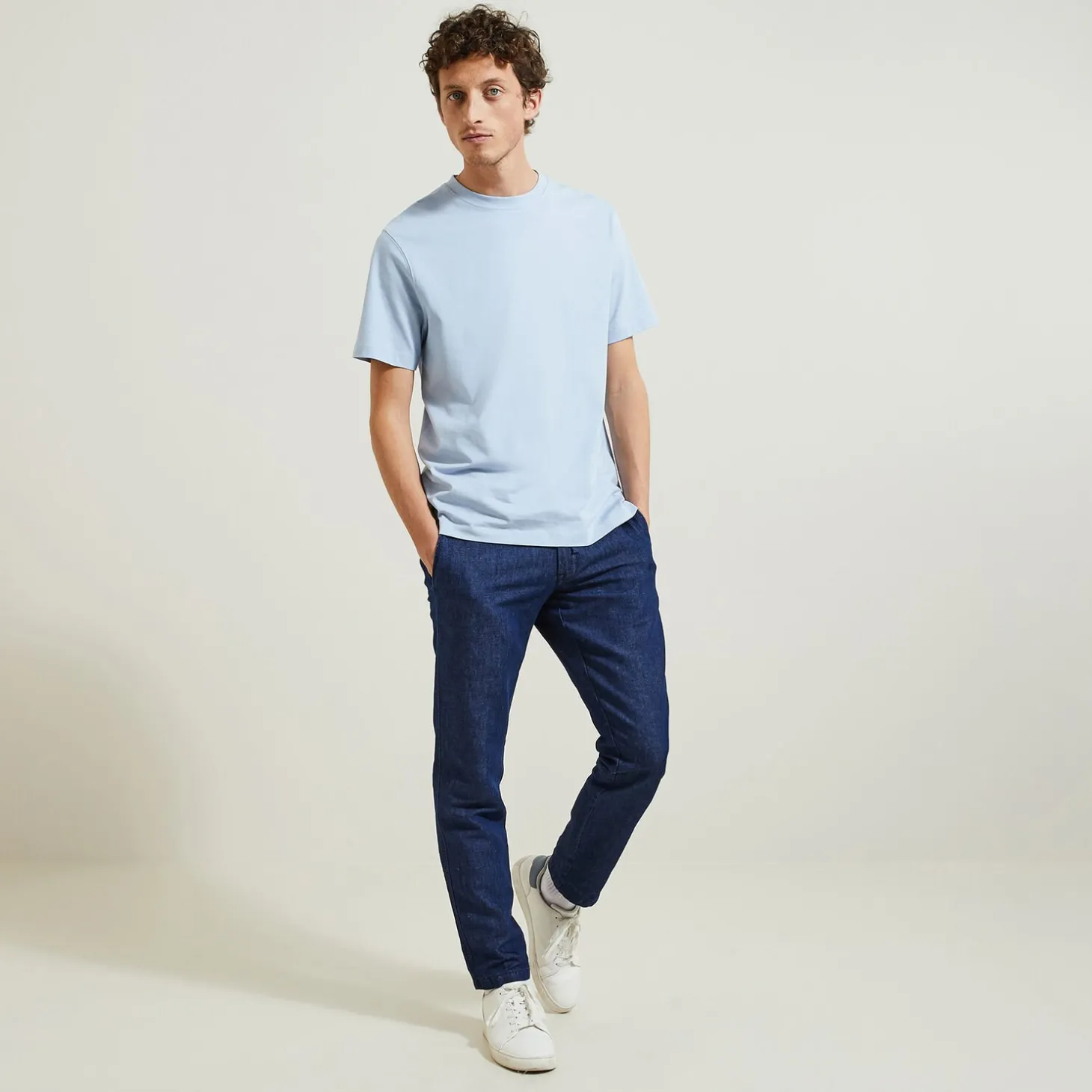 Jeans Tapered | Jeans-Jules Jean tapered contenant du lin Bleumoyen