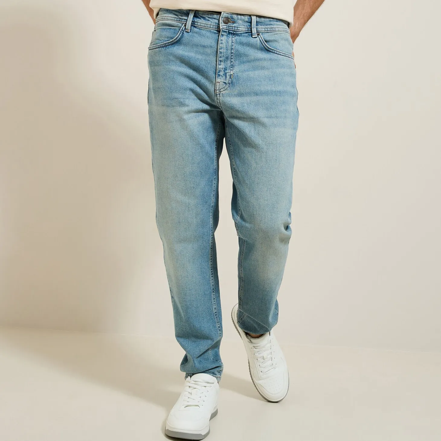 Jeans Tapered | Jeans-Jules Jean tapered délavé Bleumoyen