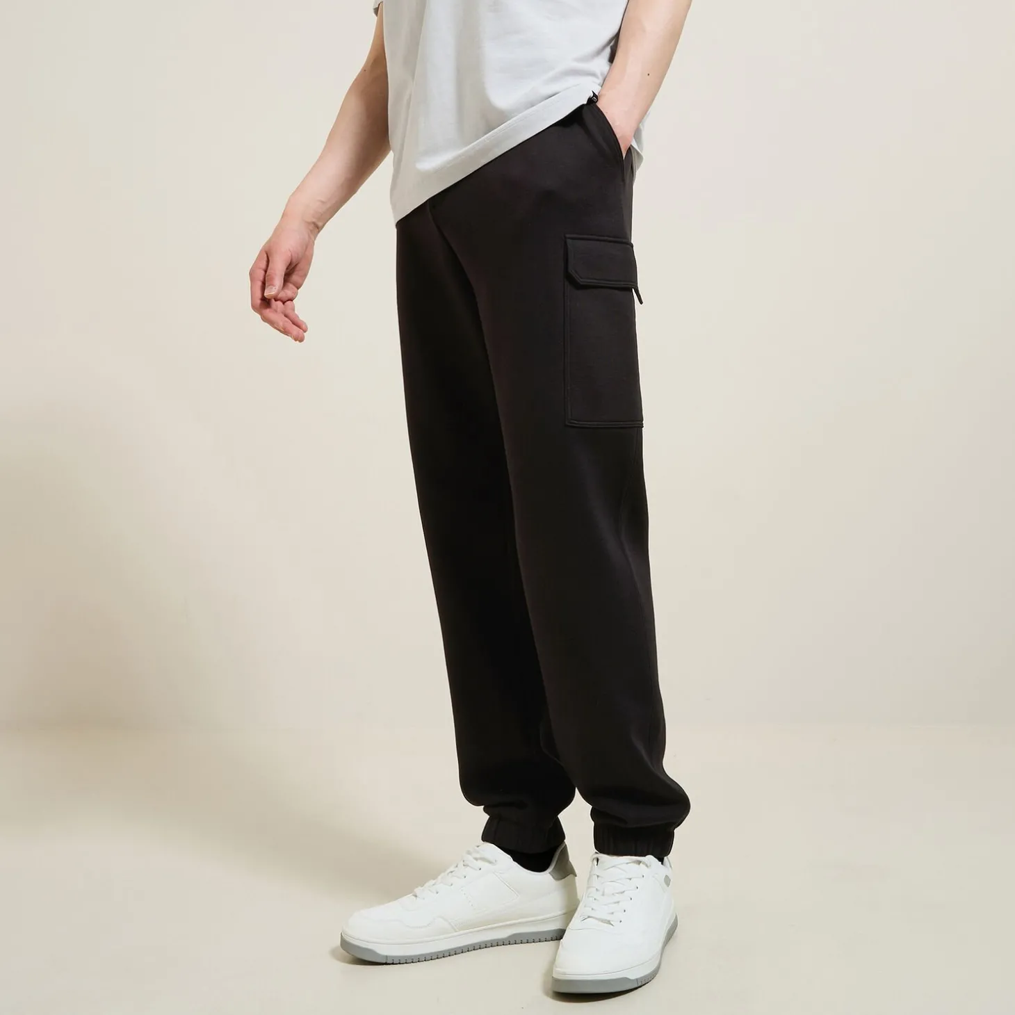 Jogging | Pantalon Chino-Jules Jogging cargo en molleton Noir