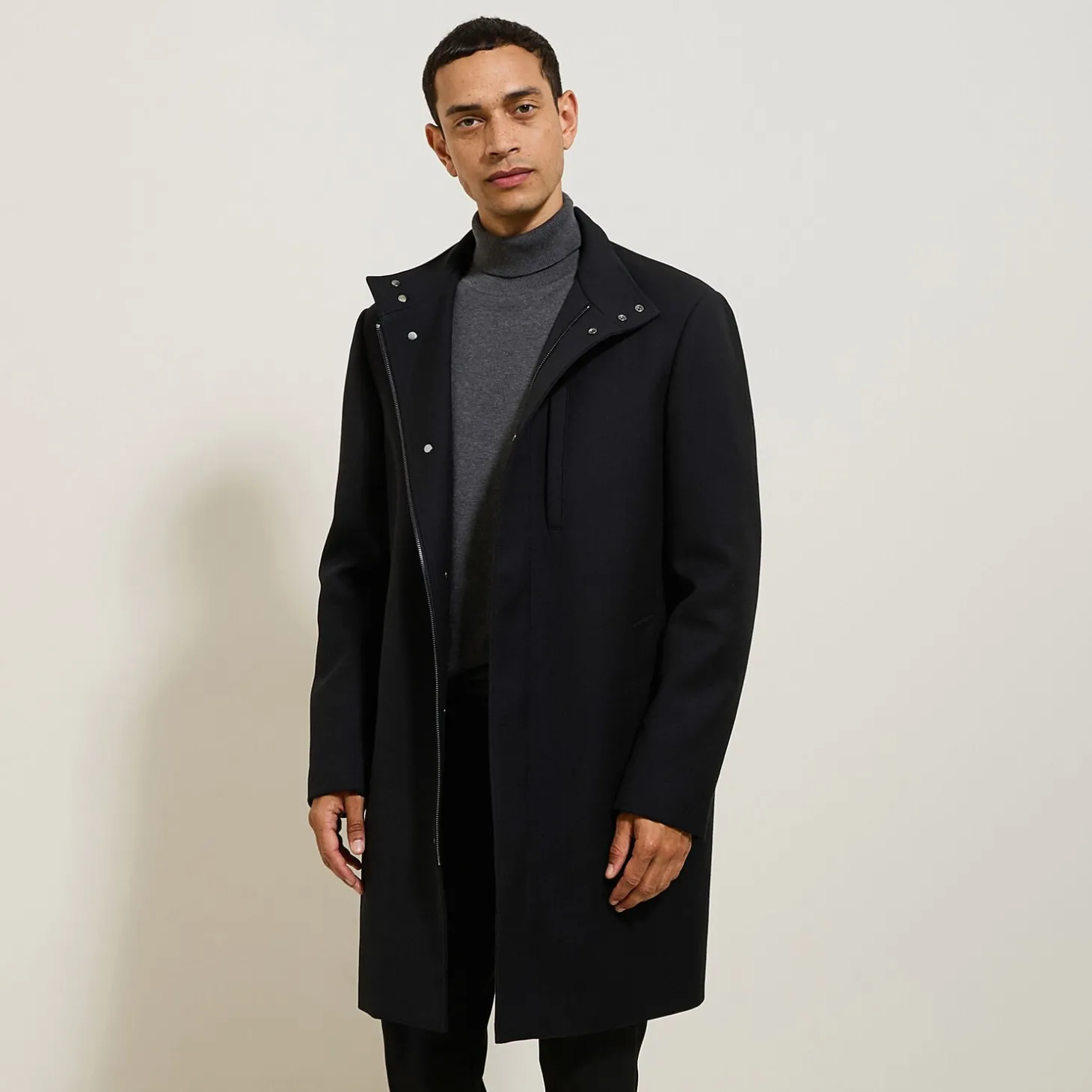 Manteau & Blouson-Jules Manteau hiver long col montant Noir