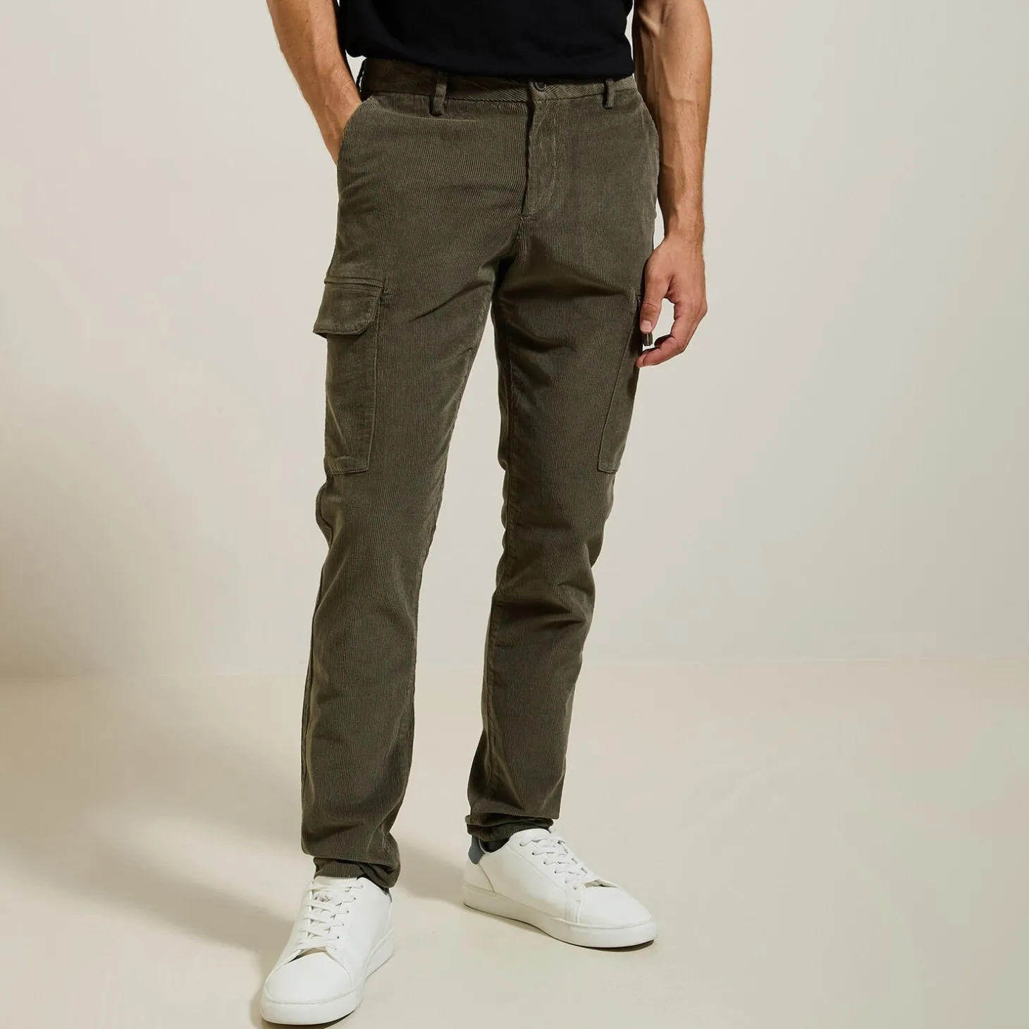 Pantalon Cargo | Pantalon Chino-Jules Pantalon cargo slim en velours VertClair