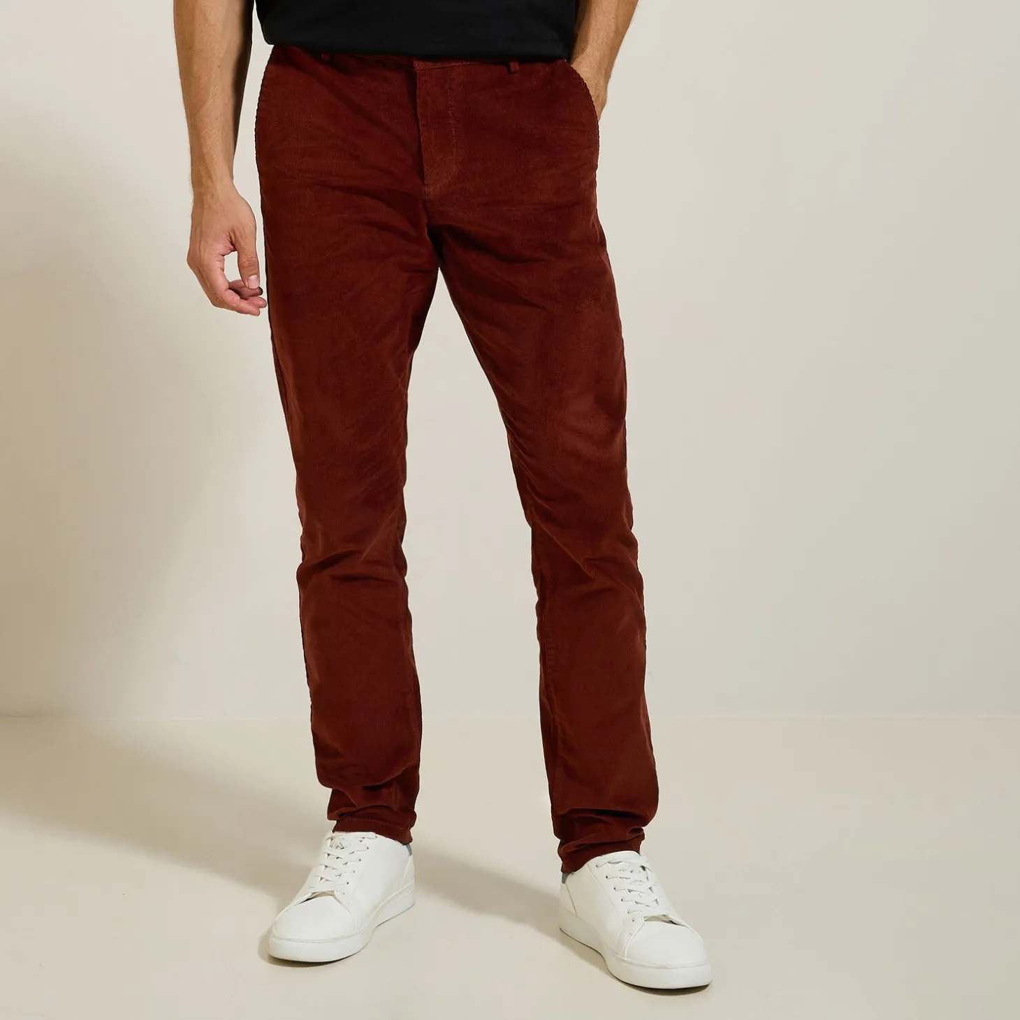 Pantalon Chino | Pantalon-Jules Pantalon chino slim en velours Bordeaux