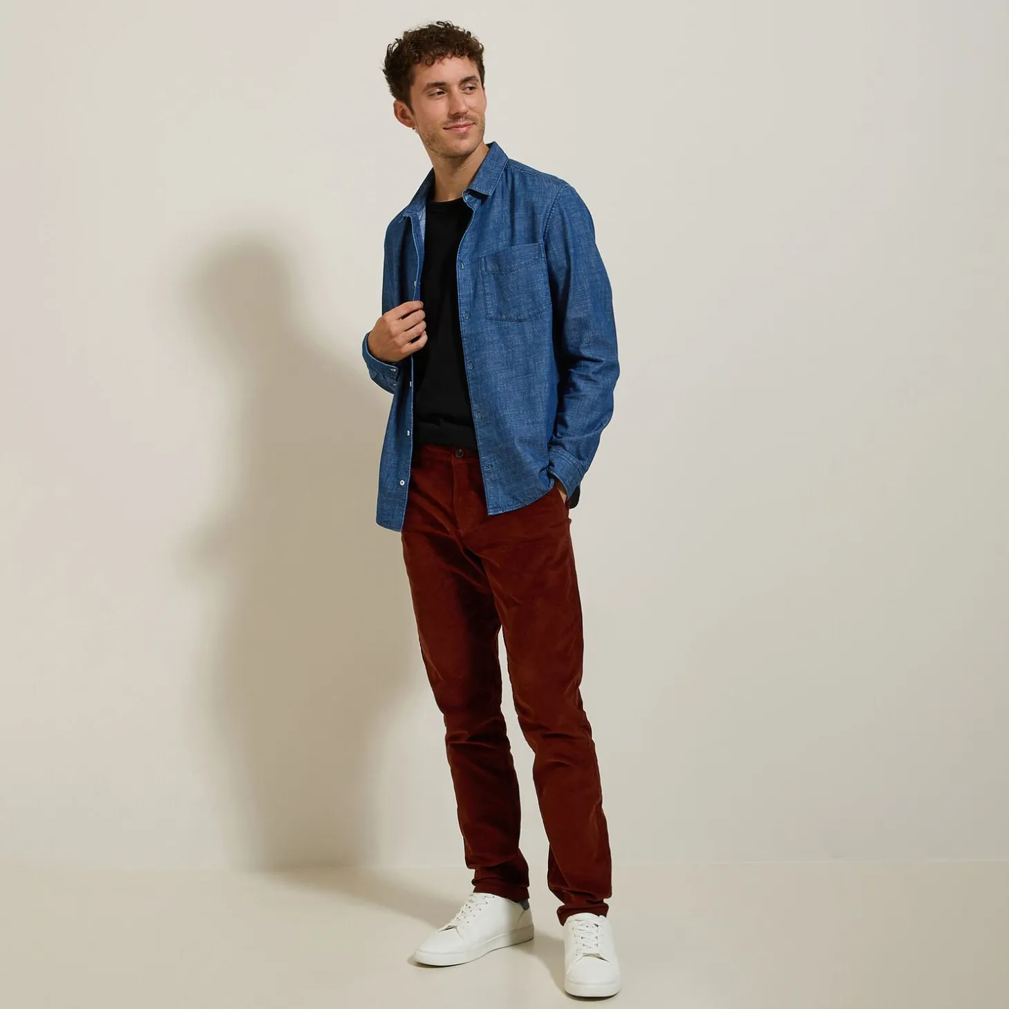 Pantalon Chino | Pantalon-Jules Pantalon chino slim en velours Bordeaux