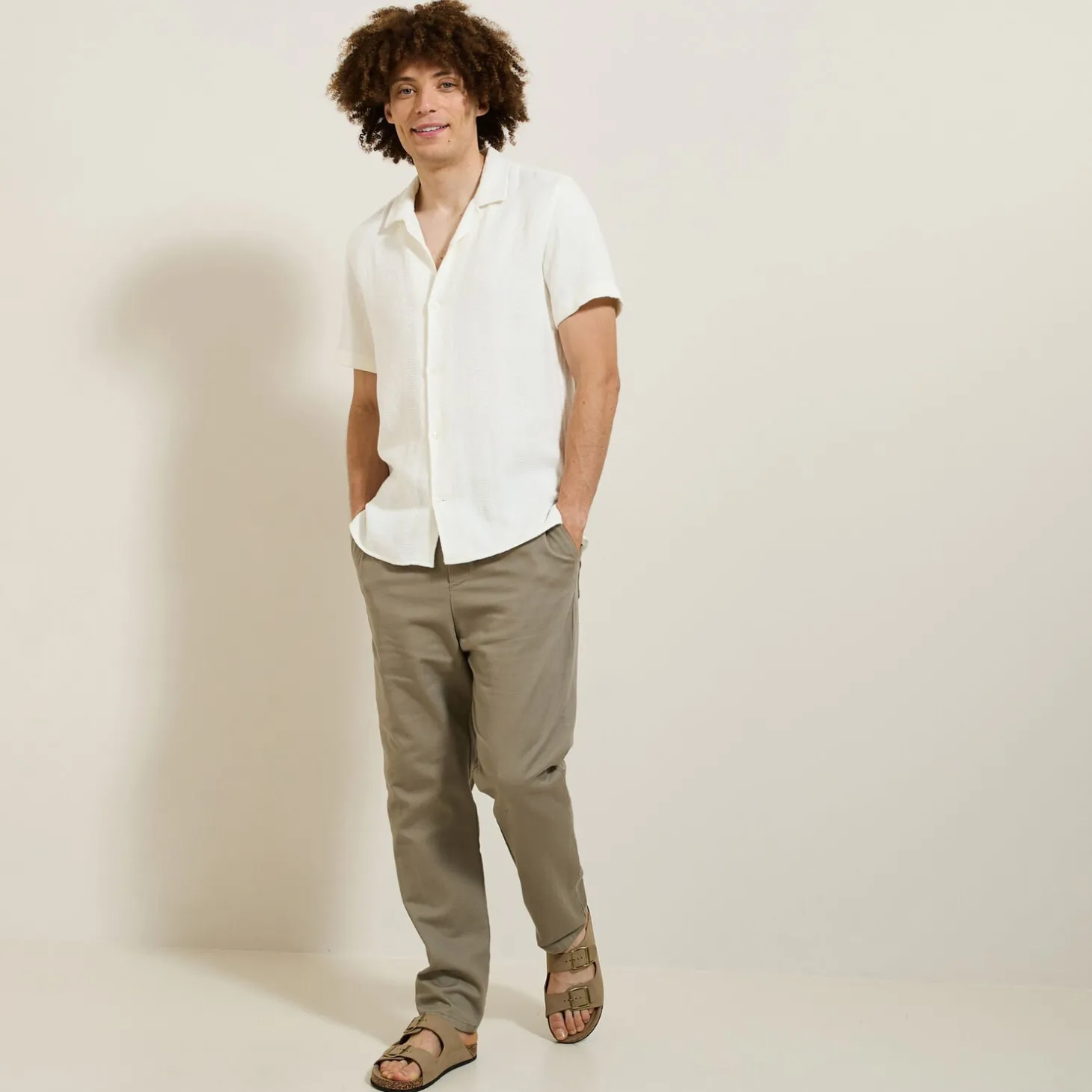 Pantalon Cargo | Pantalon Chino-Jules Pantalon jogger contenant du lin Vertclair