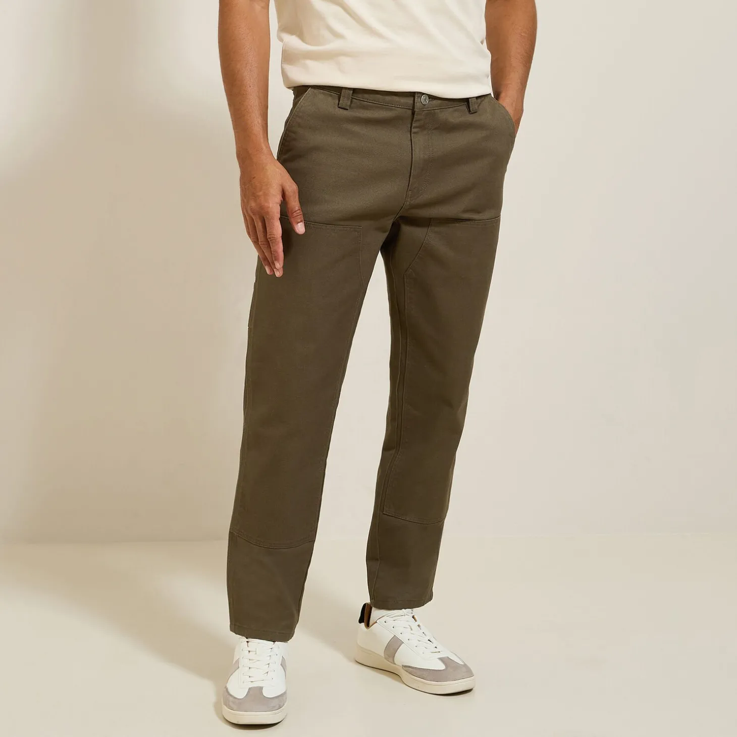 Pantalon Chino | Pantalon-Jules Pantalon large à découpes Beige