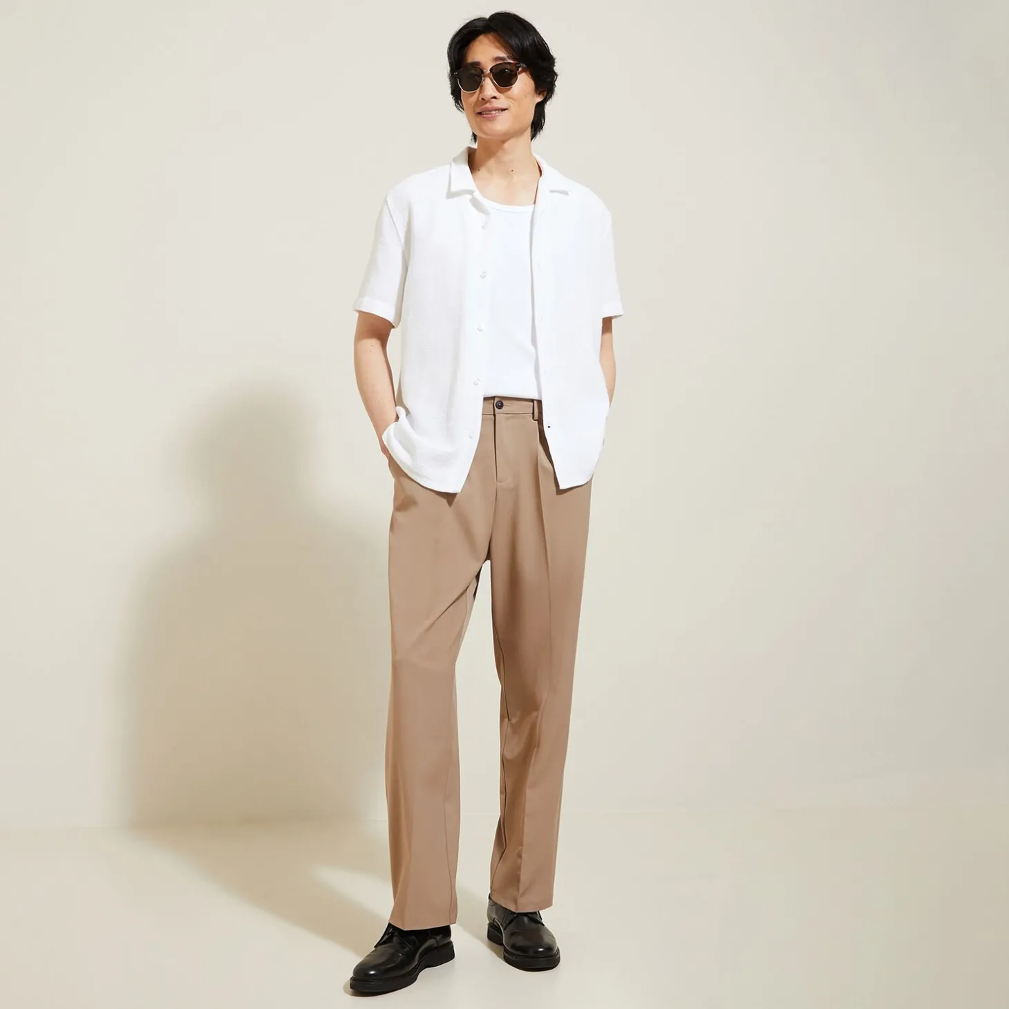 Pantalon-Jules Pantalon large à plis Beige