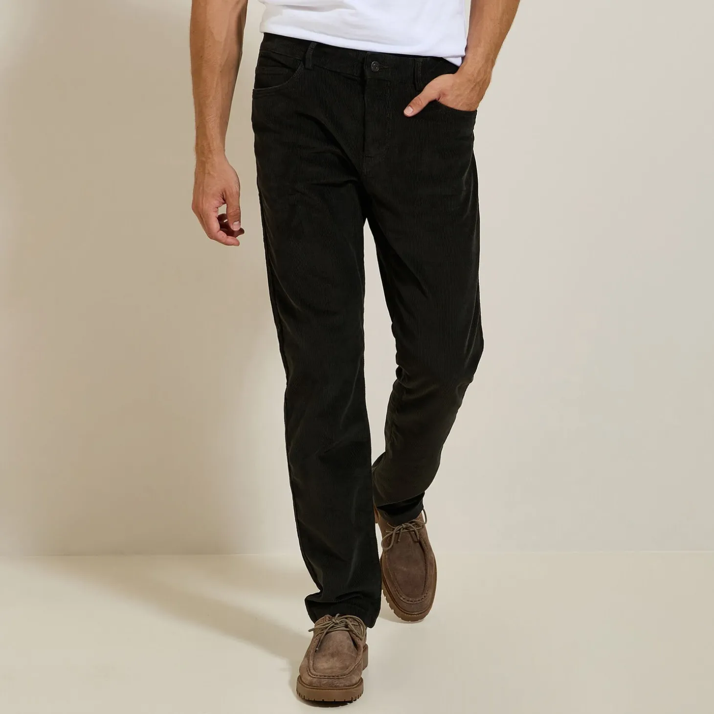 Pantalon Chino | Pantalon-Jules Pantalon regular en velours Vert