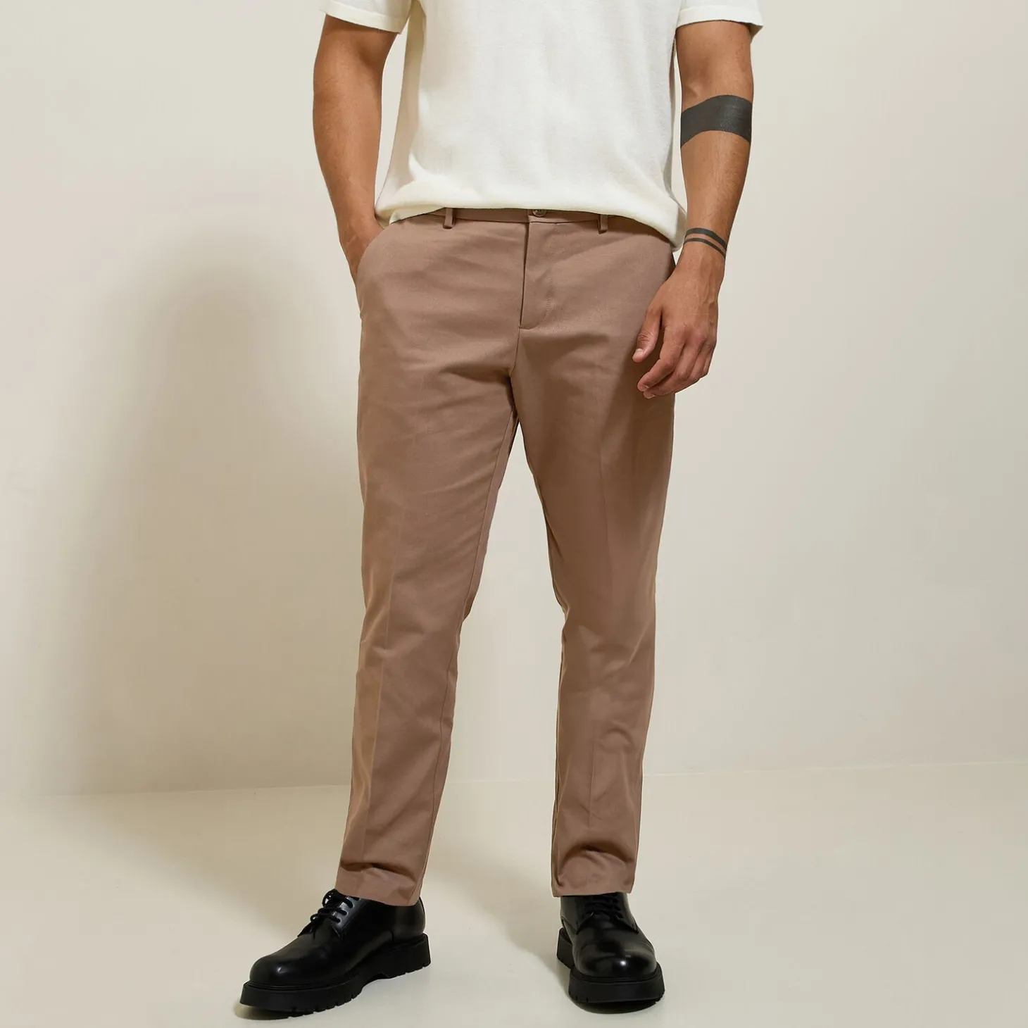 Smart Casual | Pantalon-Jules Pantalon tapered twill Marron